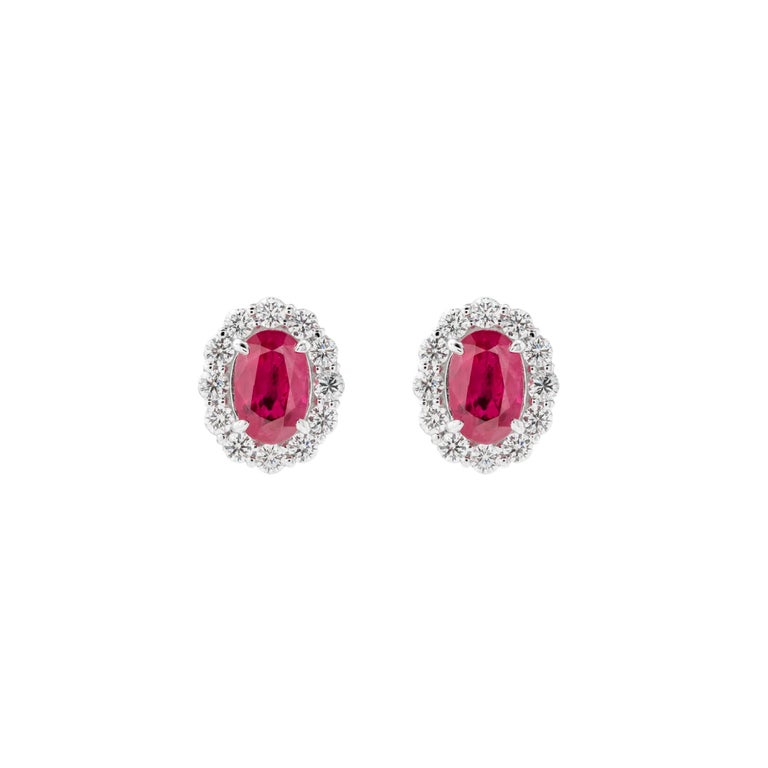 4.24 Carat No Heat Ruby and Diamond Earrings Platinum For Sale at 1stDibs