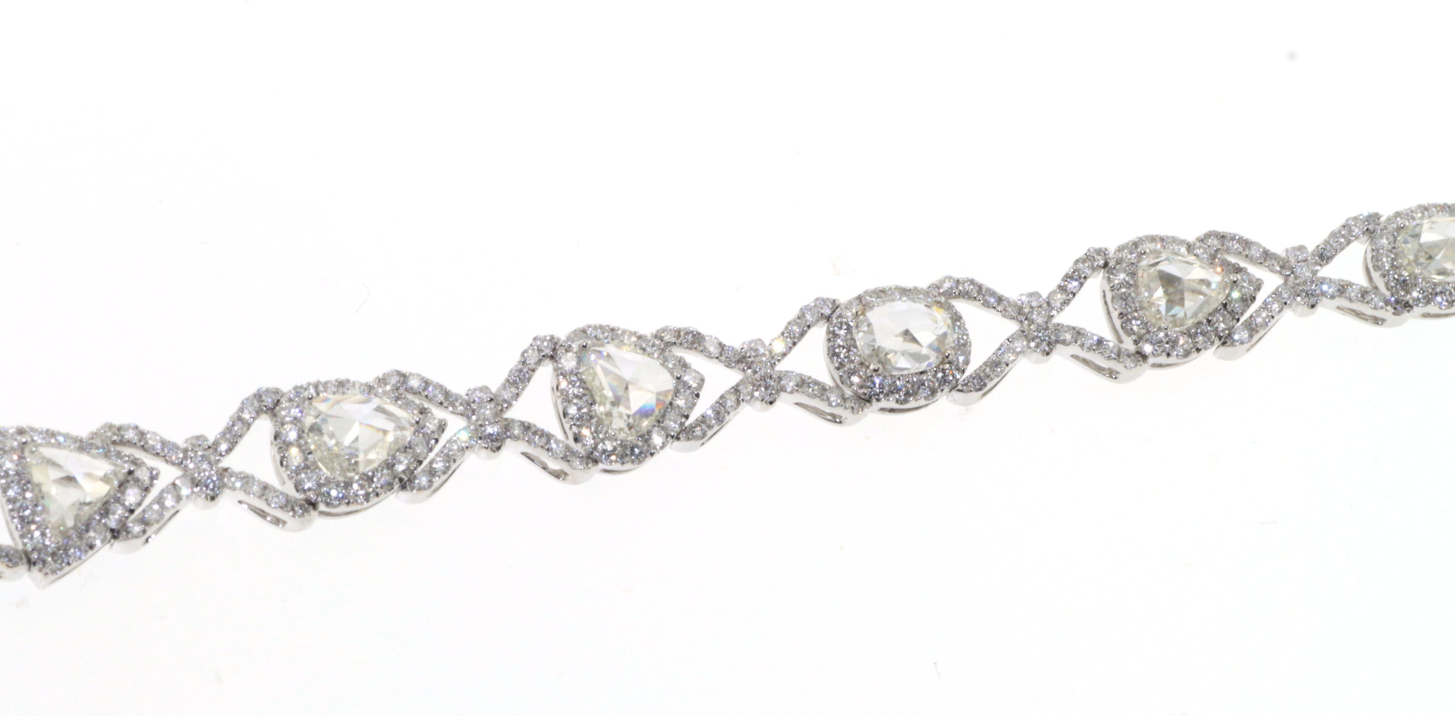 4.24 Carat Rose Cut Diamond Bracelet in 18K White Gold 1