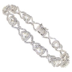 4.24 Carat Rose Cut Diamond Bracelet in 18K White Gold