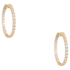 4.24 Carat Round Brilliant Diamond Inside-Out Hoop Earrings 18 Karat In Stock