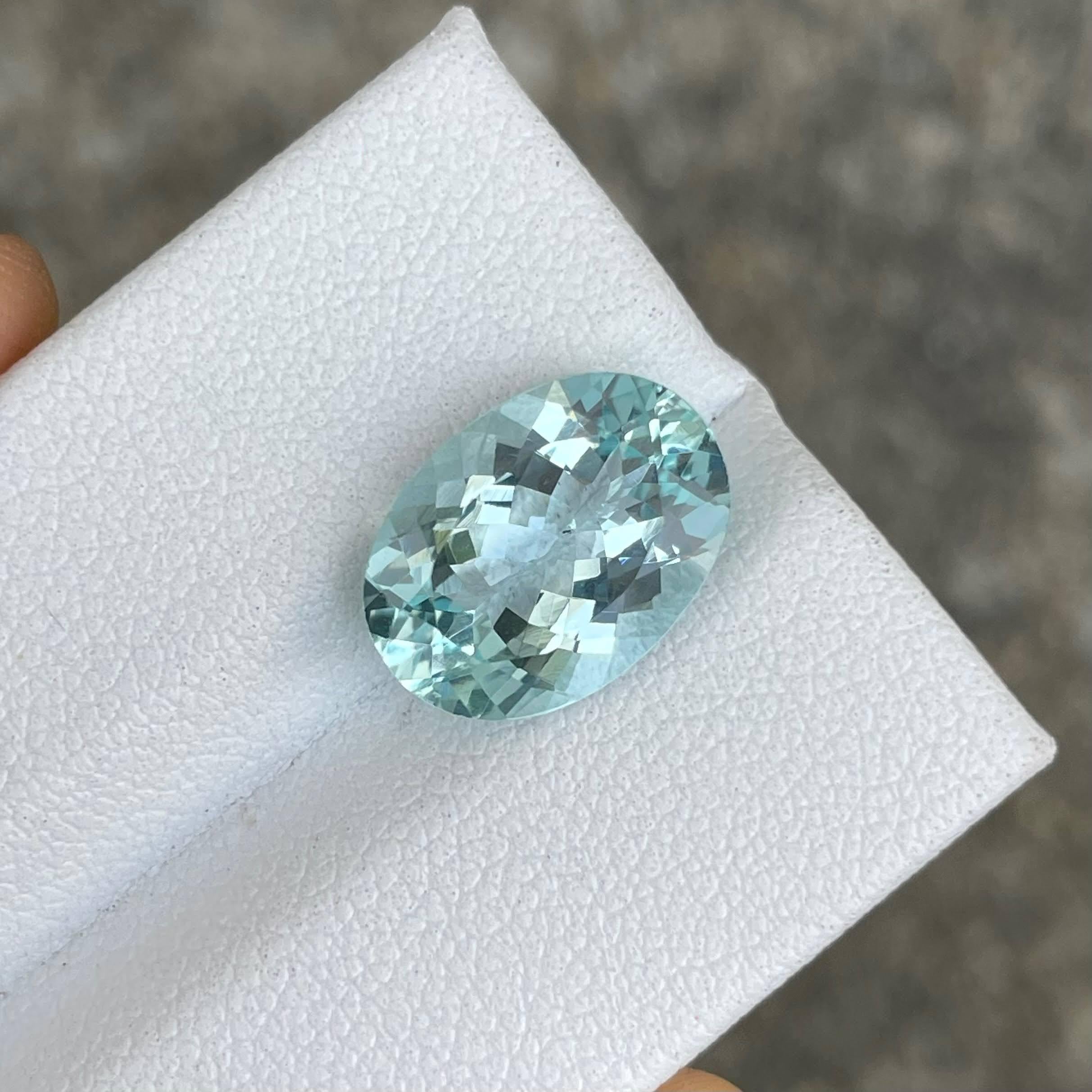 4,24 quilates Piedra Aguamarina Azul Talla Ovalada Piedra Preciosa Africana Natural Moderno en venta