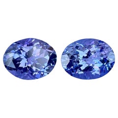 4.24 carats Blue Tanzanite Stone Pair Oval Shaped Tanzanian Gemstone
