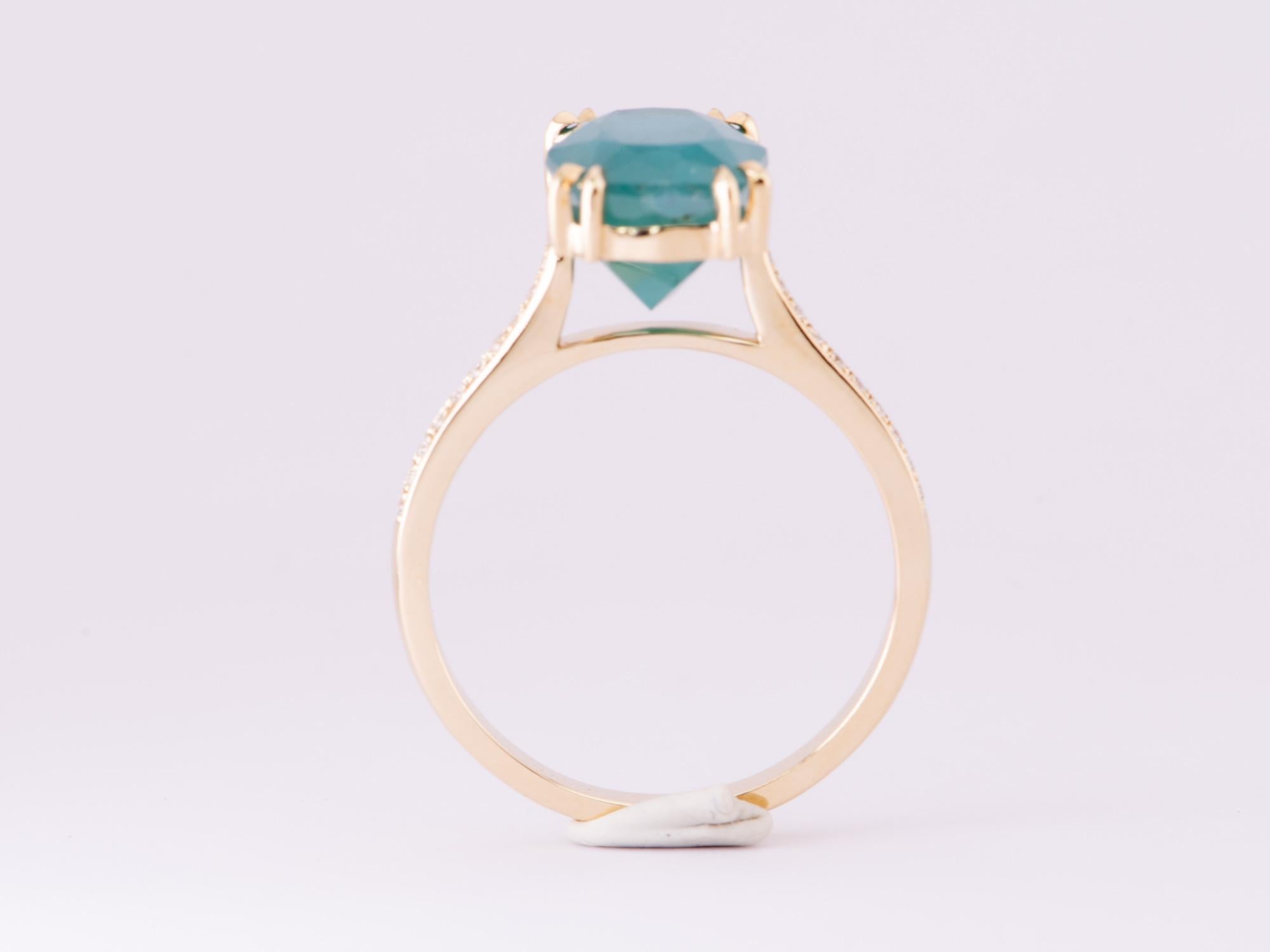 Bague de fiançailles en or 14 carats avec grandidierite 4,24 avec anneau pavé de diamants Neuf - En vente à Osprey, FL