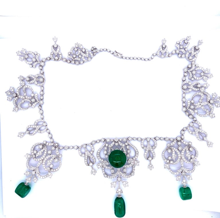 Rare Himalayan Mountain Emerald  convertible Tiara/Necklace For Sale 9