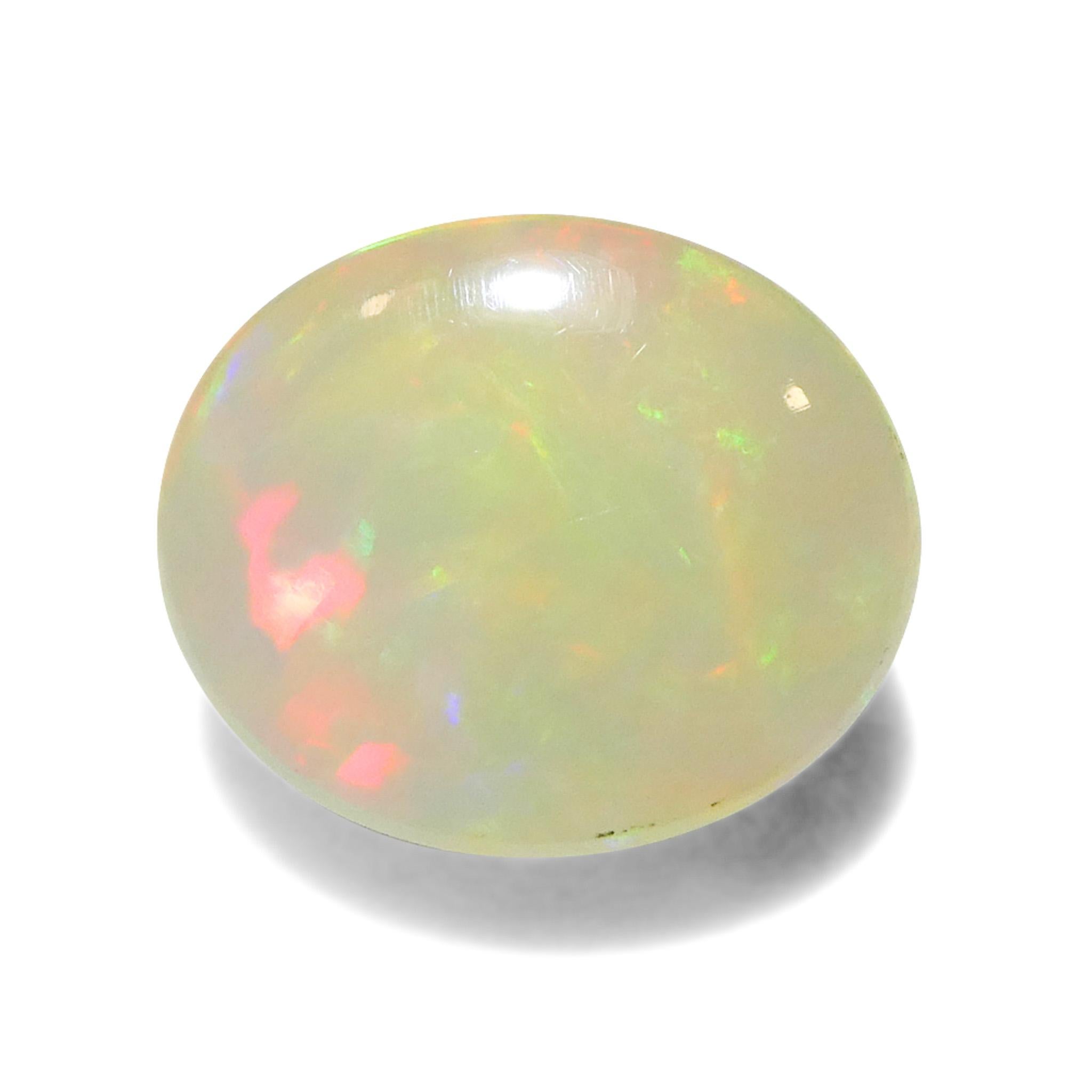 4,24 Karat Oval Cabochon Weißer Welo-Opal aus Äthiopien im Angebot 3