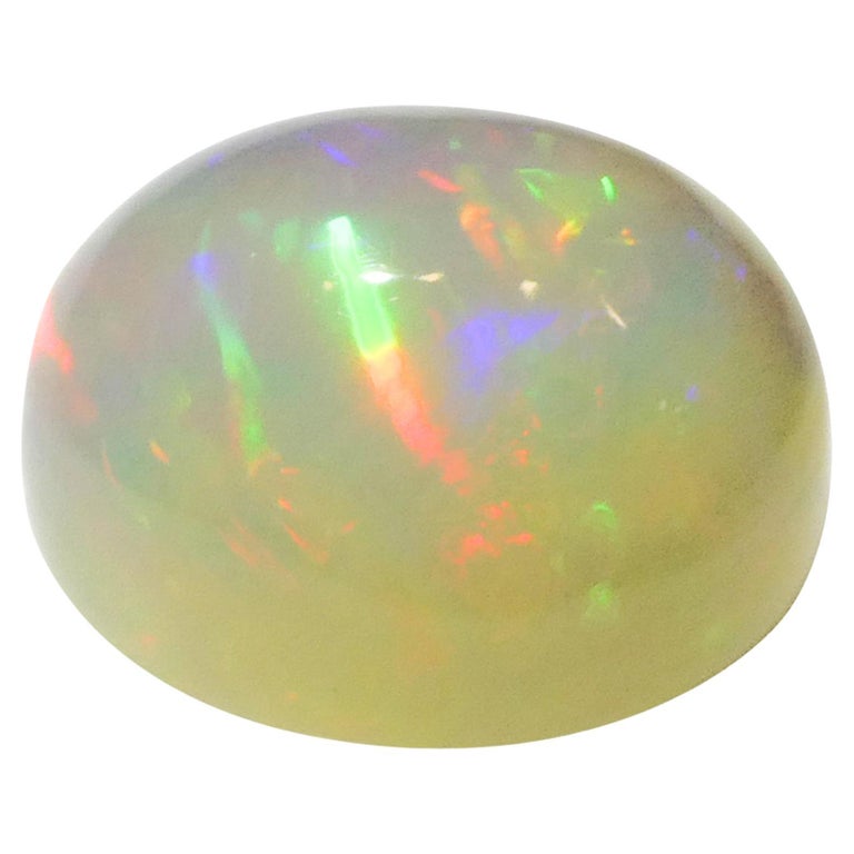 Cabochon (n°40) ovale d'Opale Welo blanche d'Ethiopie 0,77 cts
