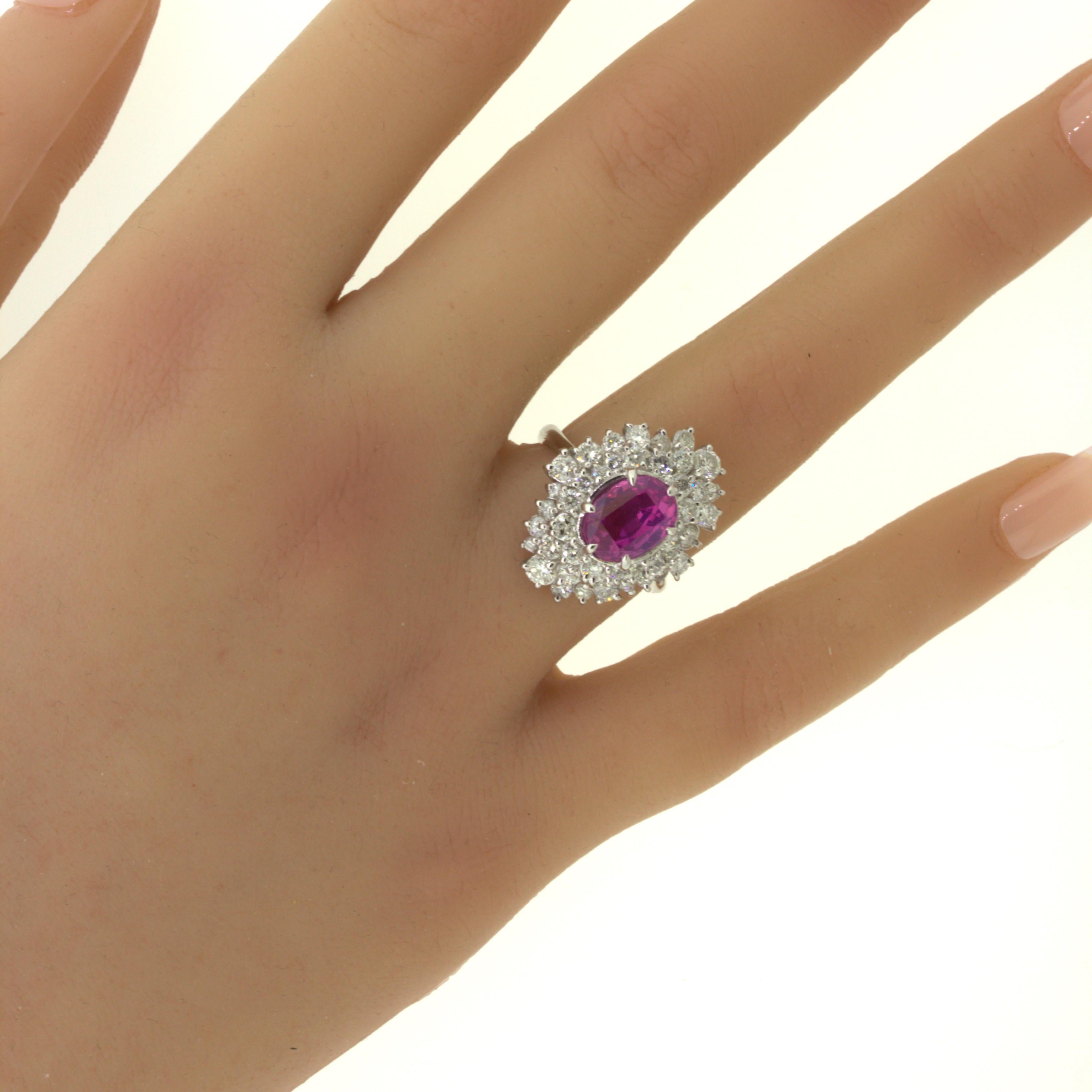 4.25 Carat “Barbie Pink” Sapphire Diamond Platinum Ring, GIA Certified For Sale 9