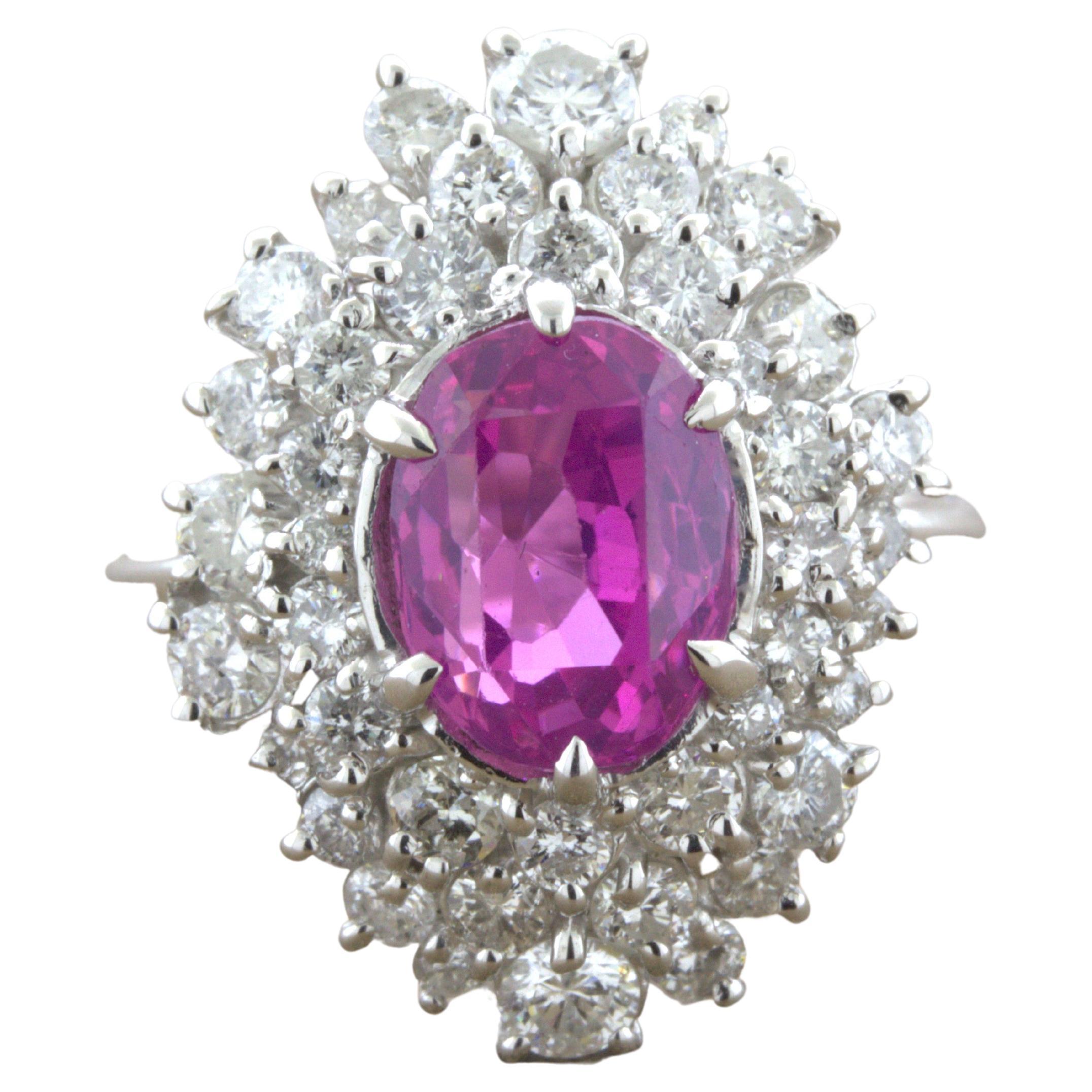 4.25 Carat “Barbie Pink” Sapphire Diamond Platinum Ring, GIA Certified For Sale