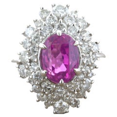 4,25 Karat Barbie Rosa Saphir-Diamant-Platinring, GIA-zertifiziert