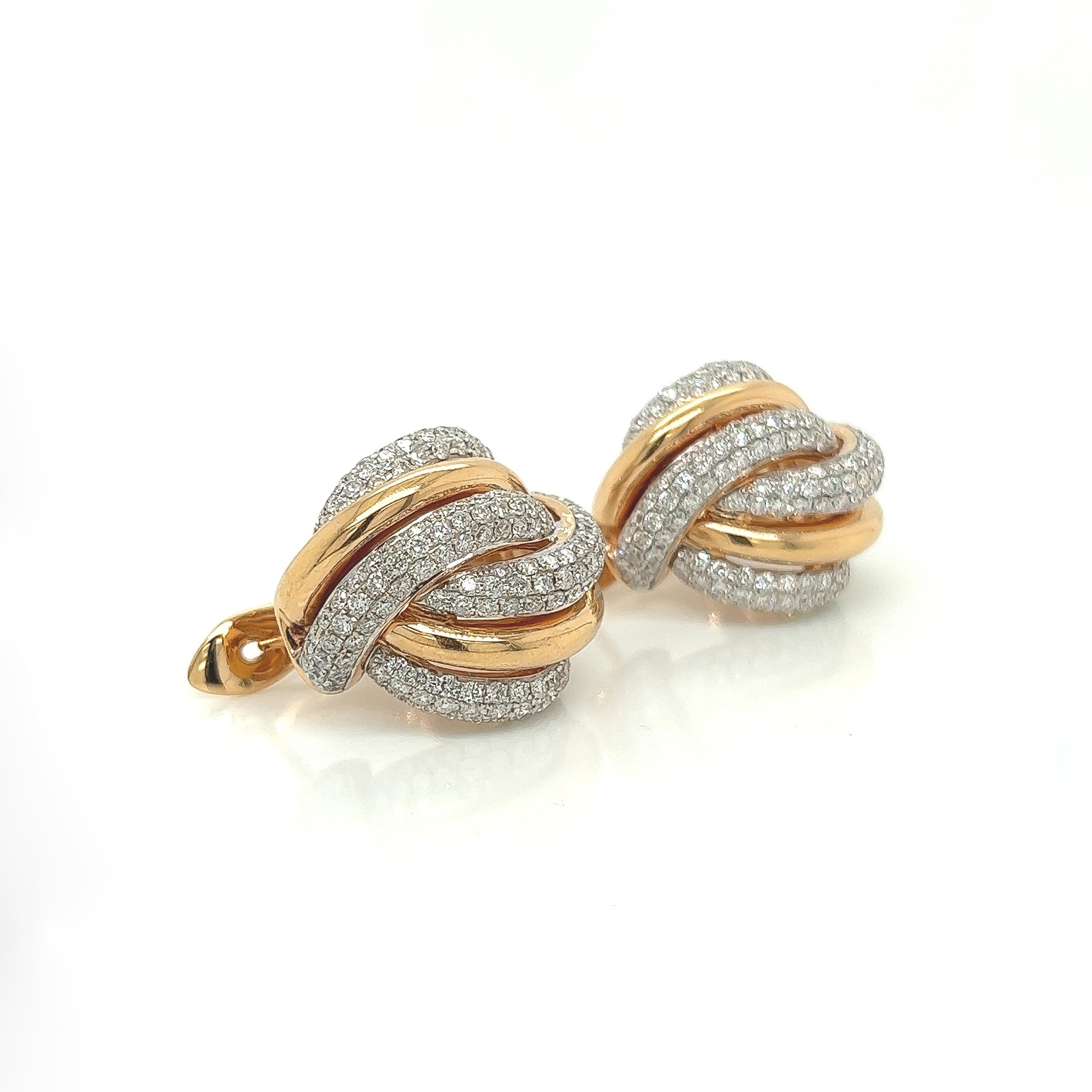 Ohrringe aus 18 Karat Roségold mit 4,25 Karat Diamanten und Gold Damen