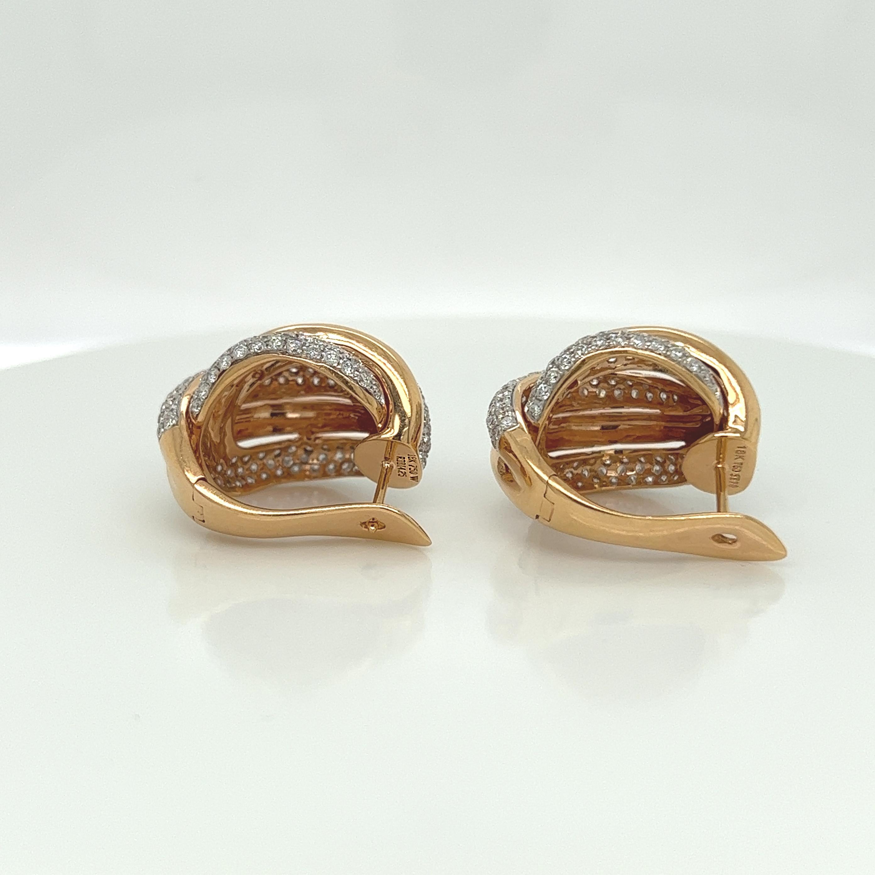 Boucles d'oreilles en or rose 18 carats et diamant de 4,25 carats en vente 3