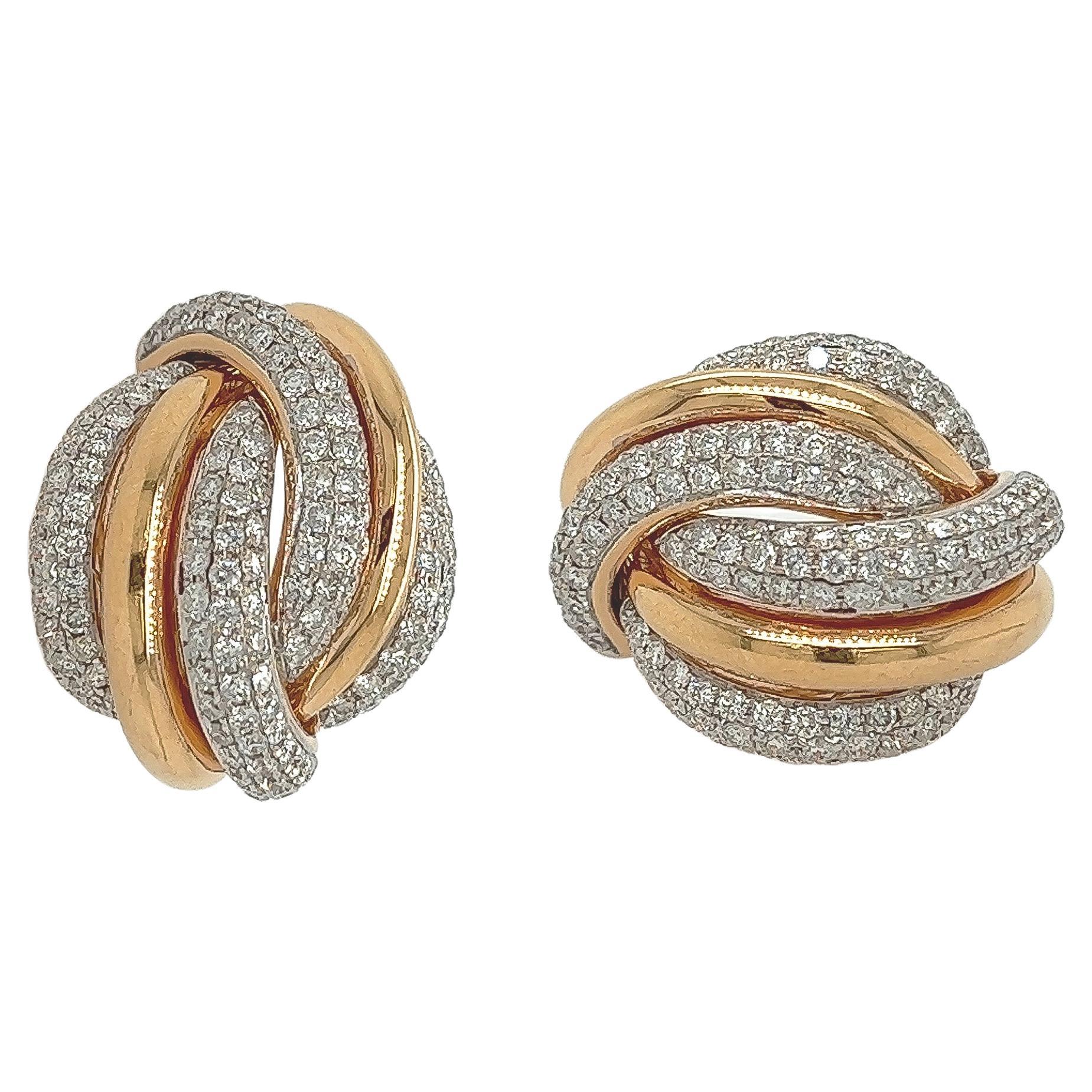 4.25 Carat Diamond and Gold Earrings in 18K Rose Gold For Sale