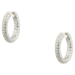 4.25 Carat Diamond Pave Tubular Hoop Earrings 18 Karat in Stock