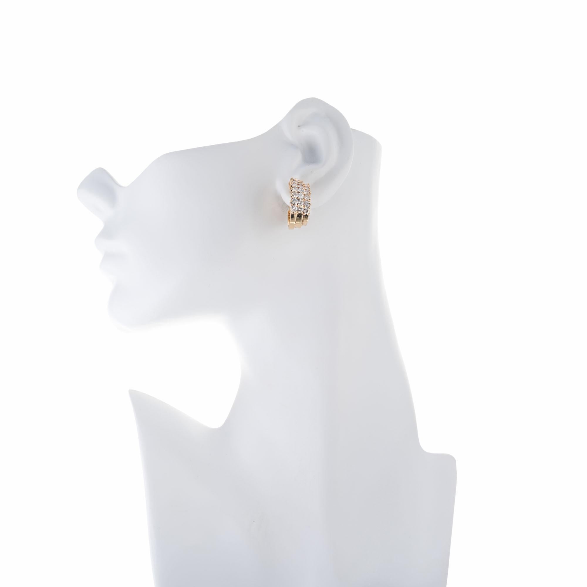 4.25 Carat Diamond Yellow Gold Hoop Earrings For Sale 1