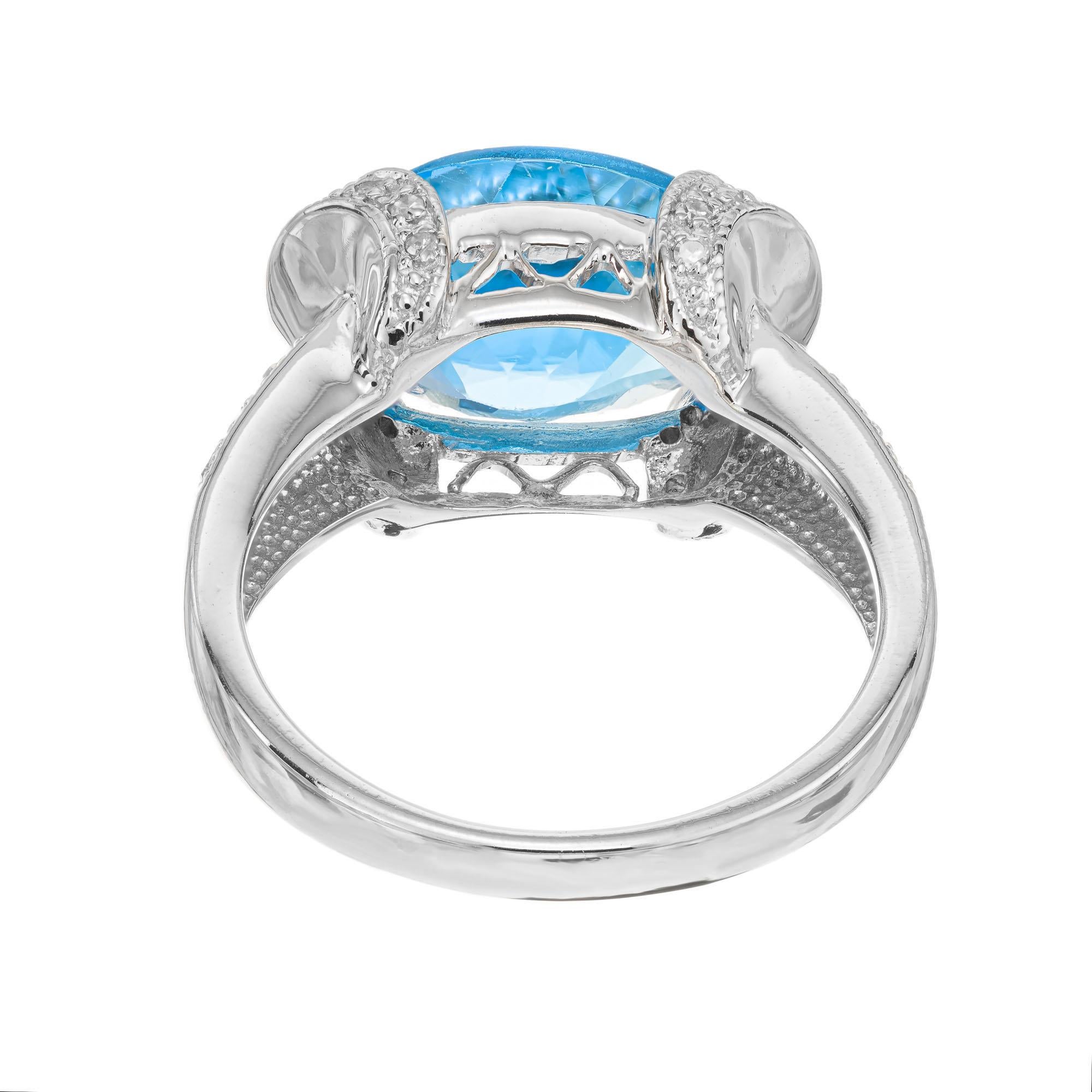 4.25 Carat London Blue Topaz White Gold Cocktail Ring In Excellent Condition For Sale In Stamford, CT