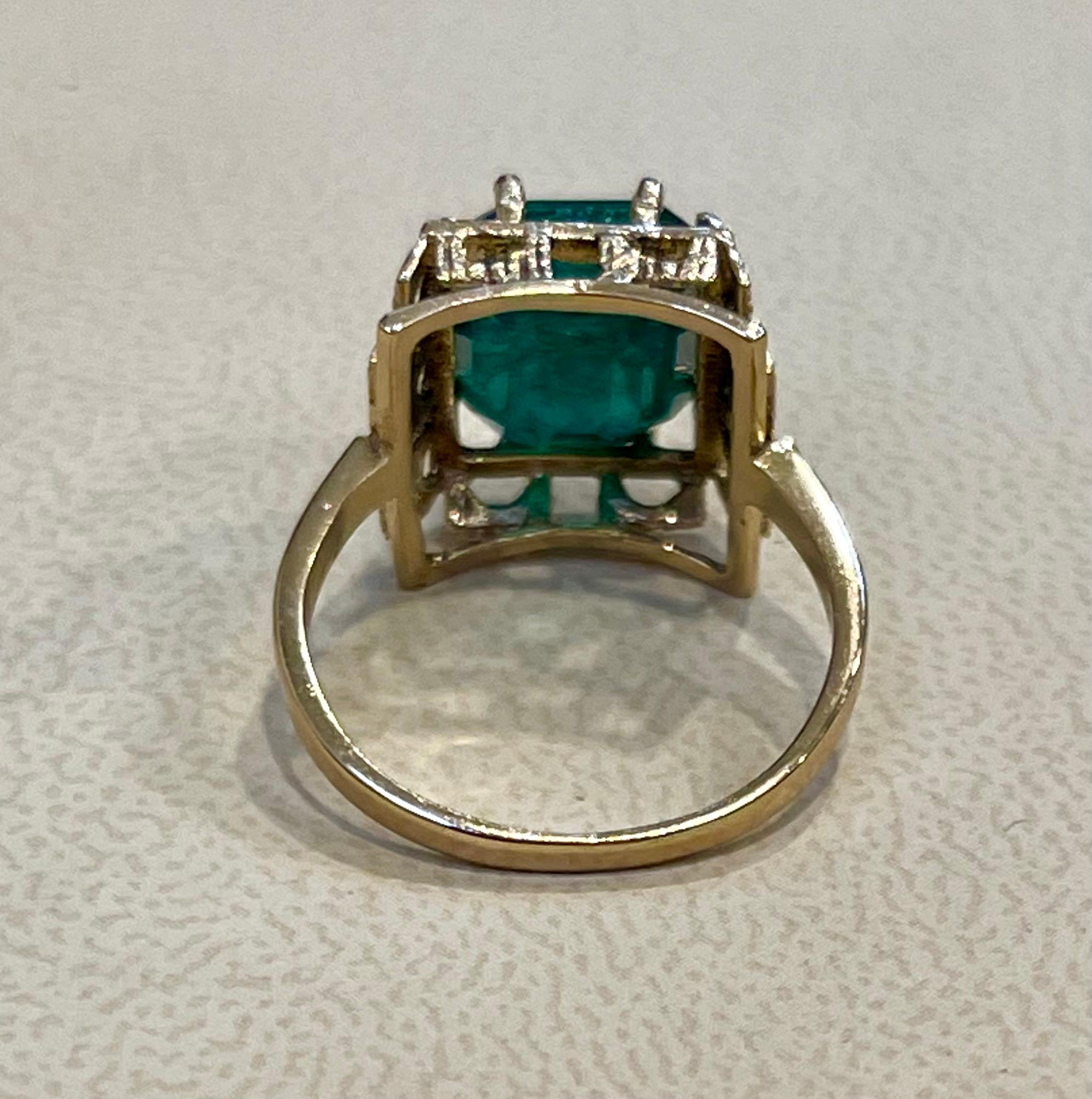 4.25 Carat Natural Emerald Cut Emerald Ring 14 Karat Yellow Gold For Sale 4