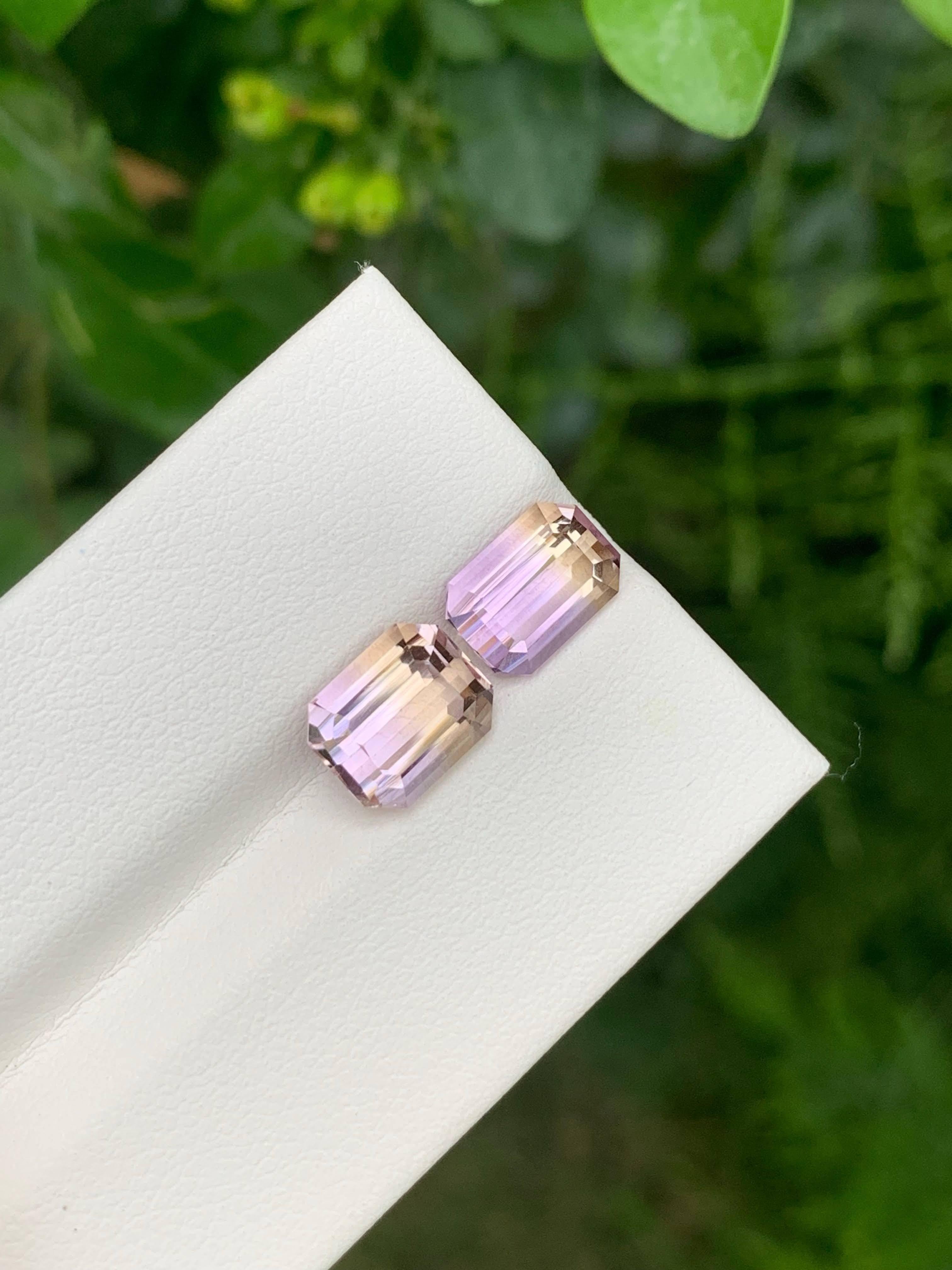 4,25 Quilates Natural Suelto Bicolor 2 Piezas Ametrina Talla Esmeralda Gema Boliviana en venta 4