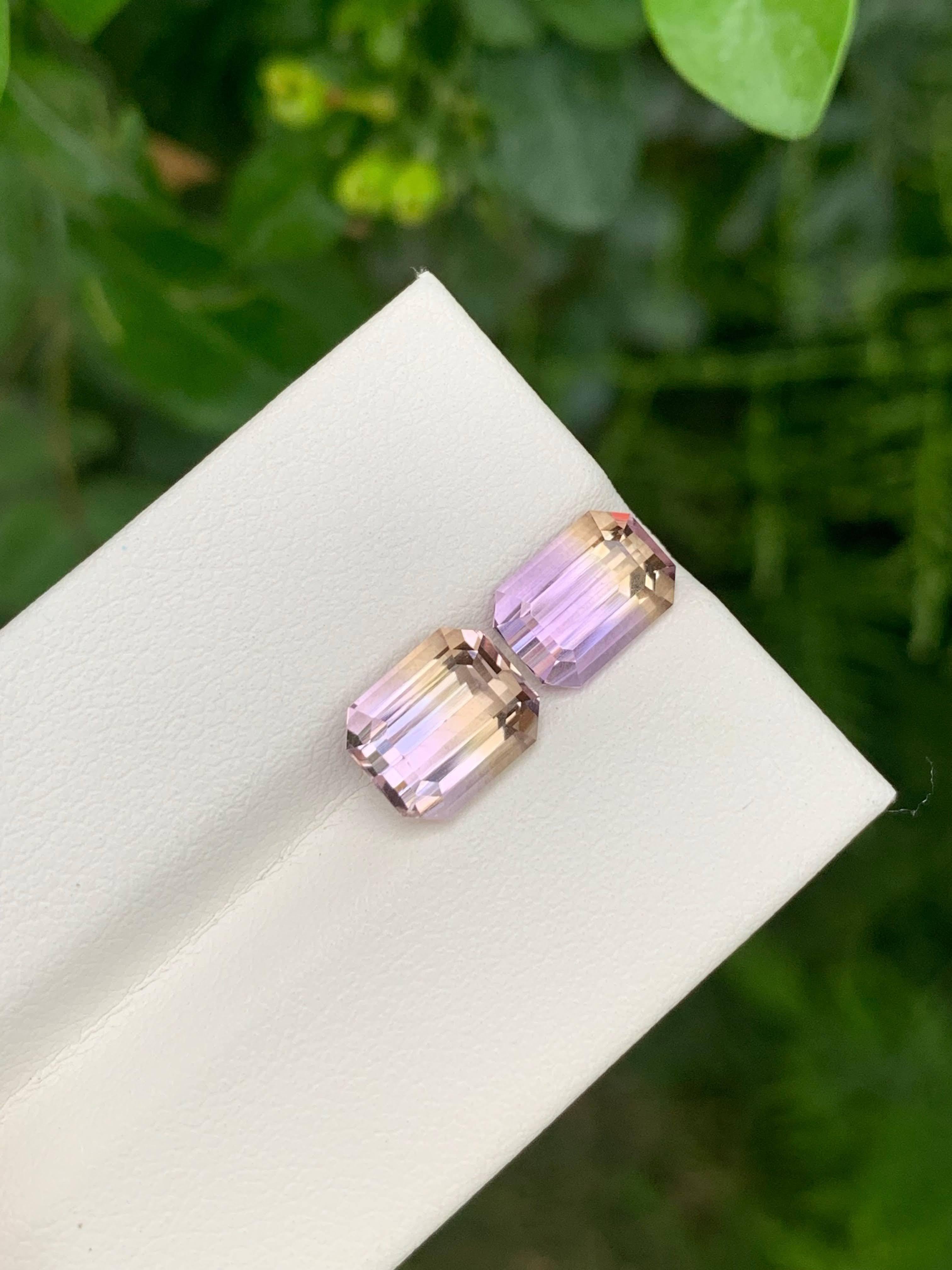 4,25 Quilates Natural Suelto Bicolor 2 Piezas Ametrina Talla Esmeralda Gema Boliviana en venta 5