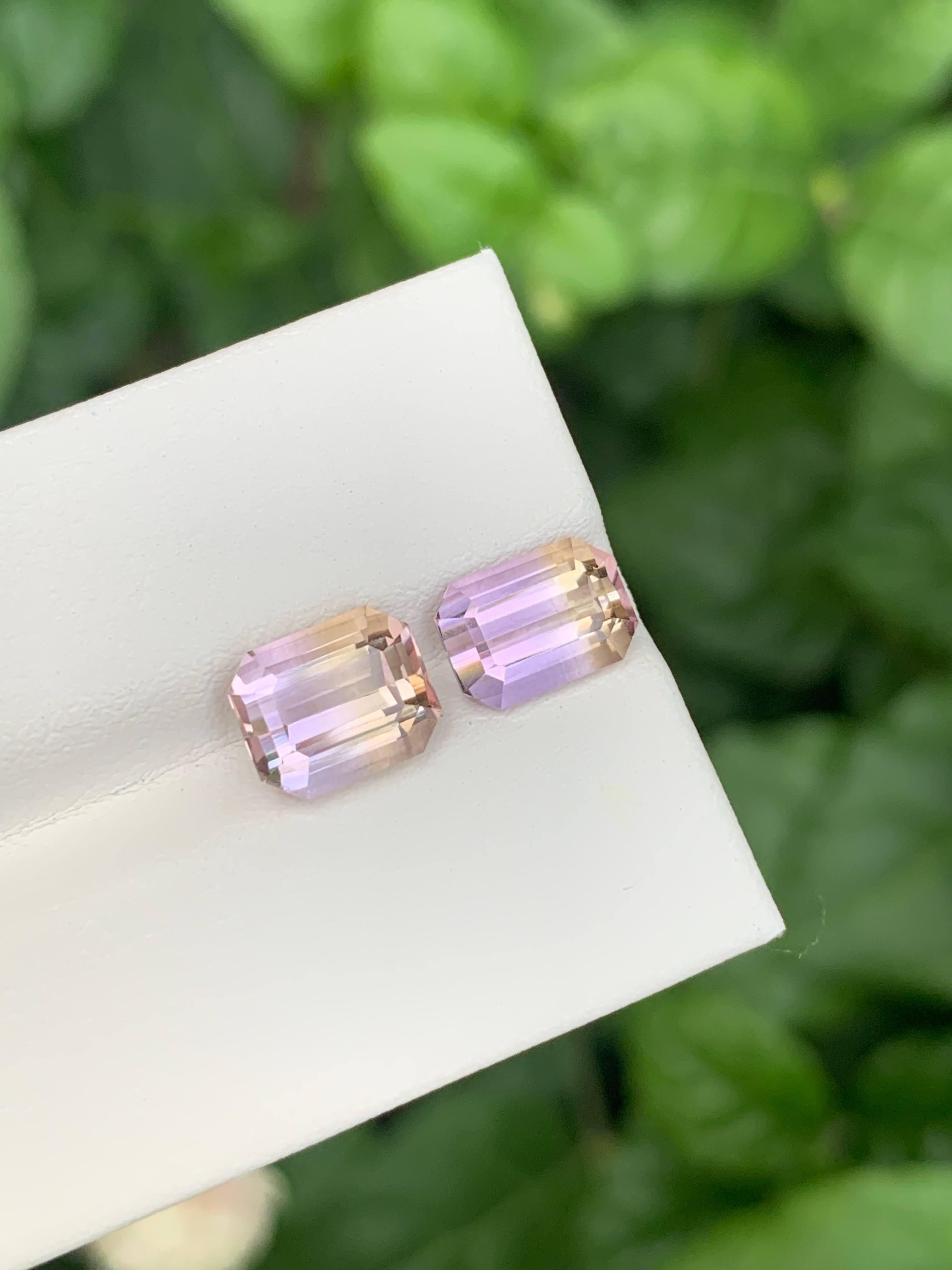 4,25 Quilates Natural Suelto Bicolor 2 Piezas Ametrina Talla Esmeralda Gema Boliviana Corte esmeralda en venta