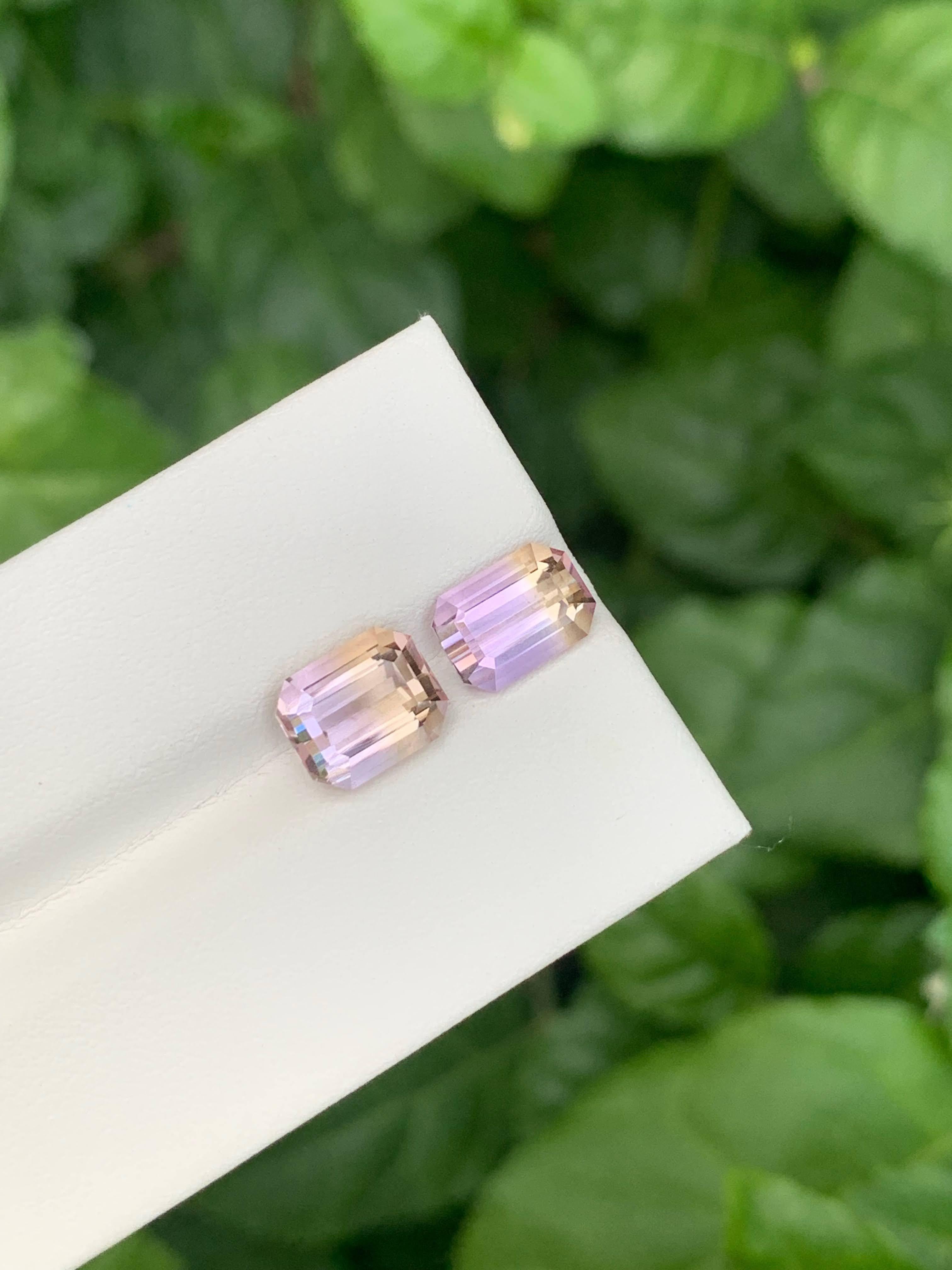 Femenino o masculino 4,25 Quilates Natural Suelto Bicolor 2 Piezas Ametrina Talla Esmeralda Gema Boliviana en venta