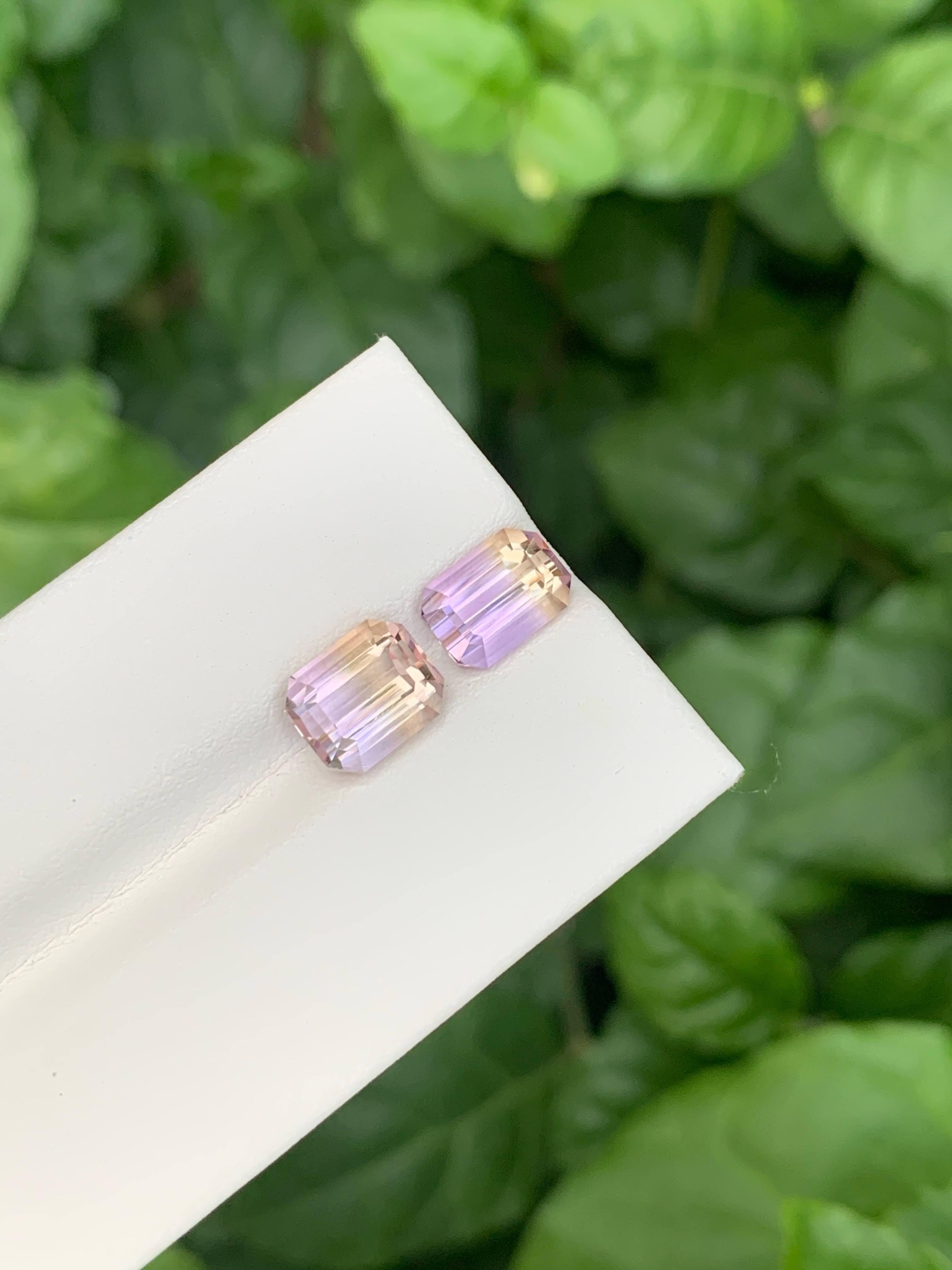 4,25 Quilates Natural Suelto Bicolor 2 Piezas Ametrina Talla Esmeralda Gema Boliviana en venta 1