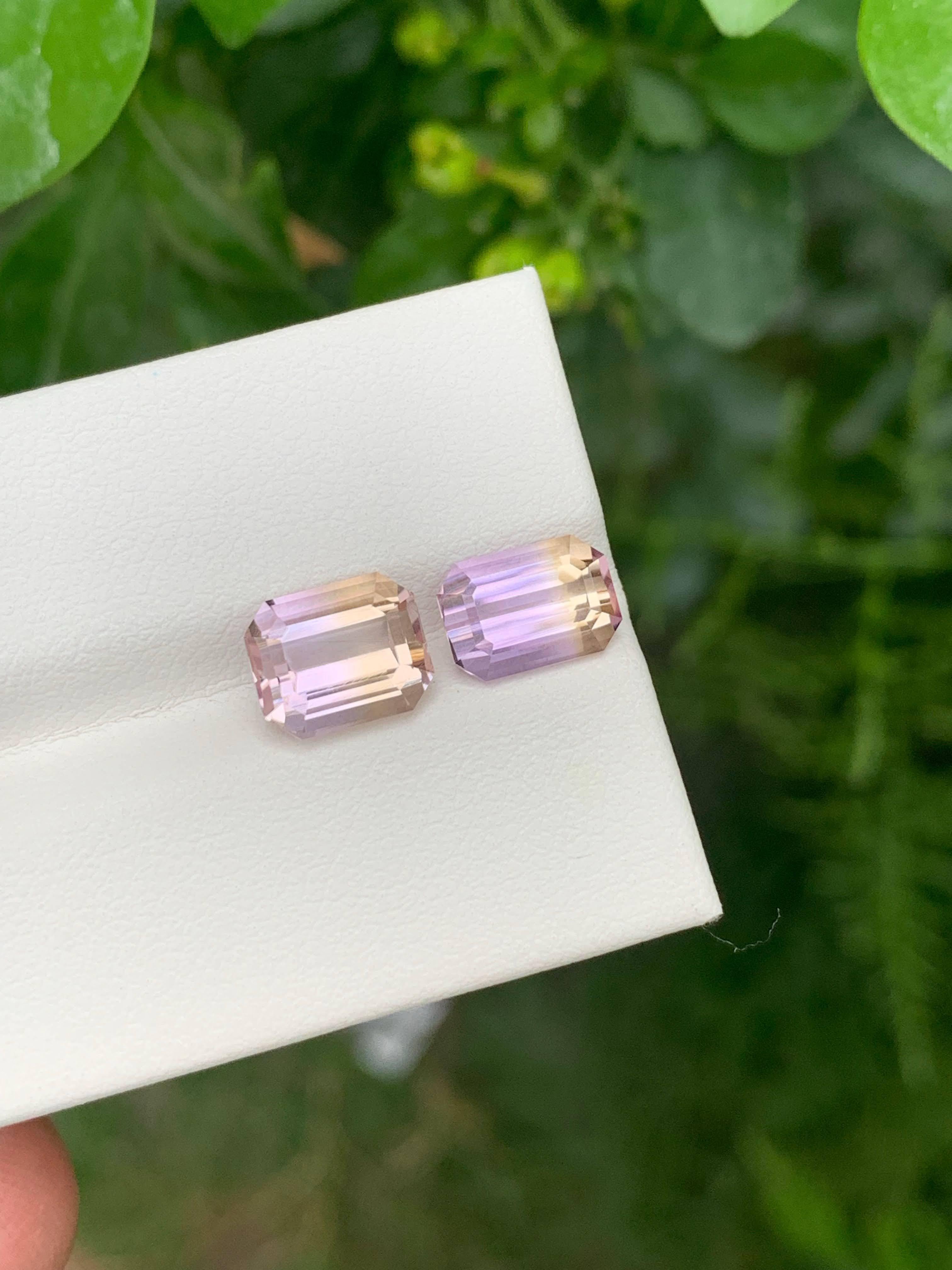 4,25 Quilates Natural Suelto Bicolor 2 Piezas Ametrina Talla Esmeralda Gema Boliviana en venta 2