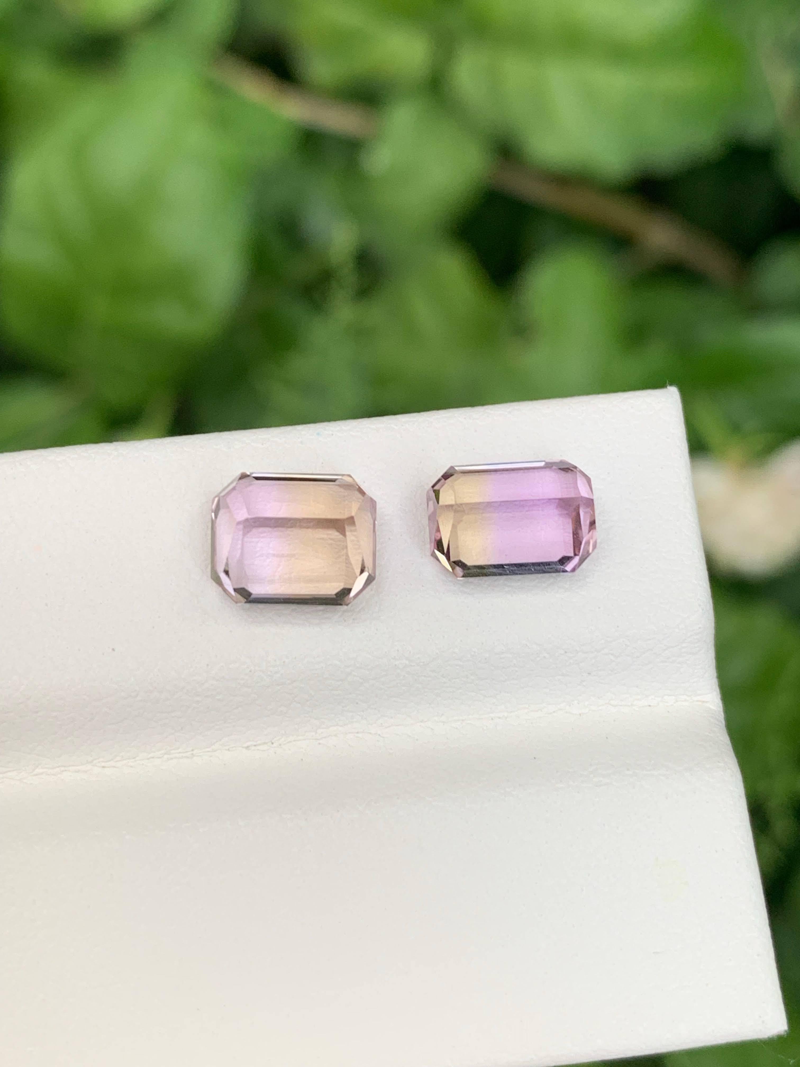 4,25 Quilates Natural Suelto Bicolor 2 Piezas Ametrina Talla Esmeralda Gema Boliviana en venta 3