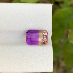 4.25 Carat Natural Loose Bi Color Ametrine Stone Emerald Cut Brazilian Gemstone