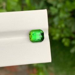 4.25 Carat Natural Loose Bright Green Tourmaline Cushion Shape Gem For Ring