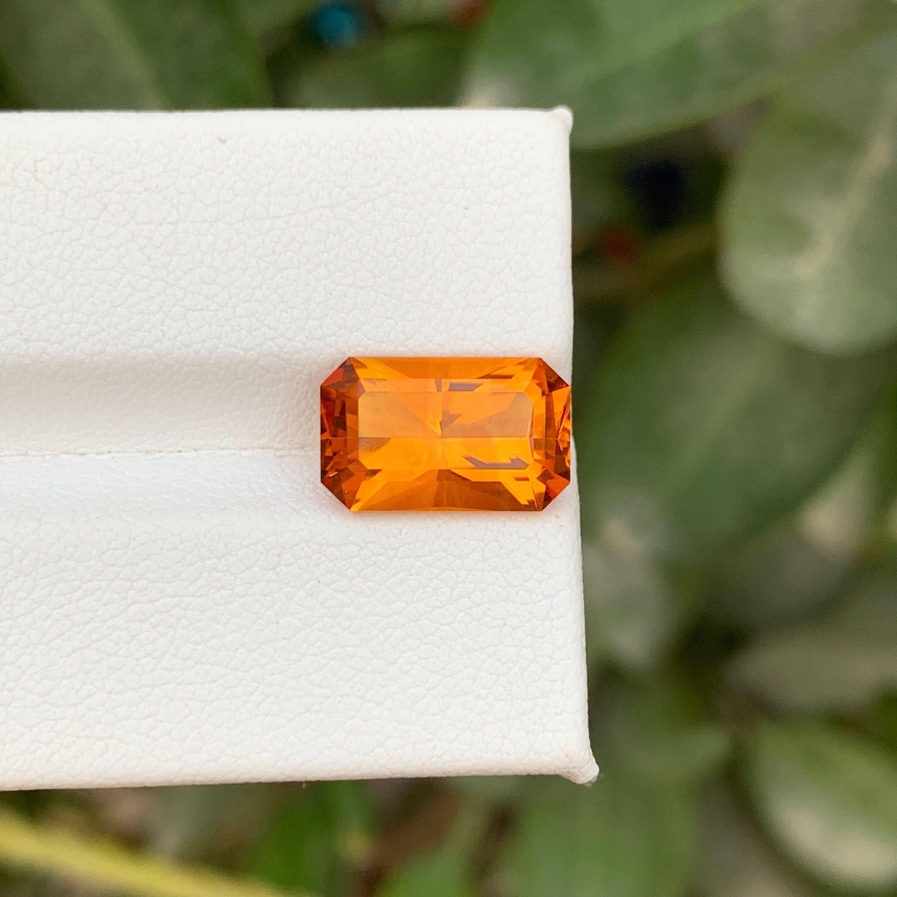 4.25 Carat Natural Loose Madeira Citrine Stone Emerald Cut Brazilian Gemstone For Sale 6