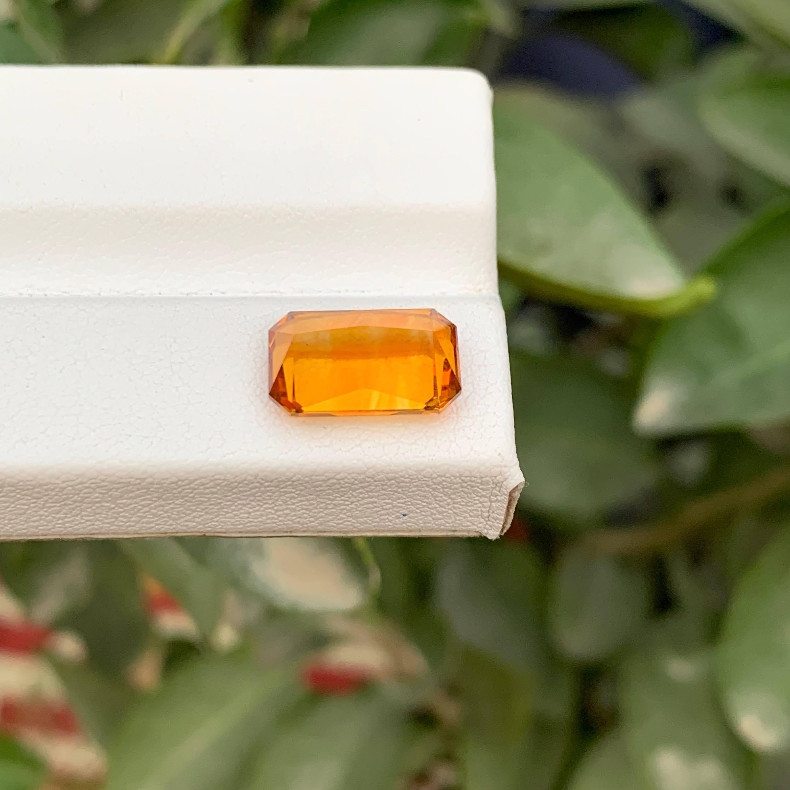 4.25 Carat Natural Loose Madeira Citrine Stone Emerald Cut Brazilian Gemstone For Sale 1