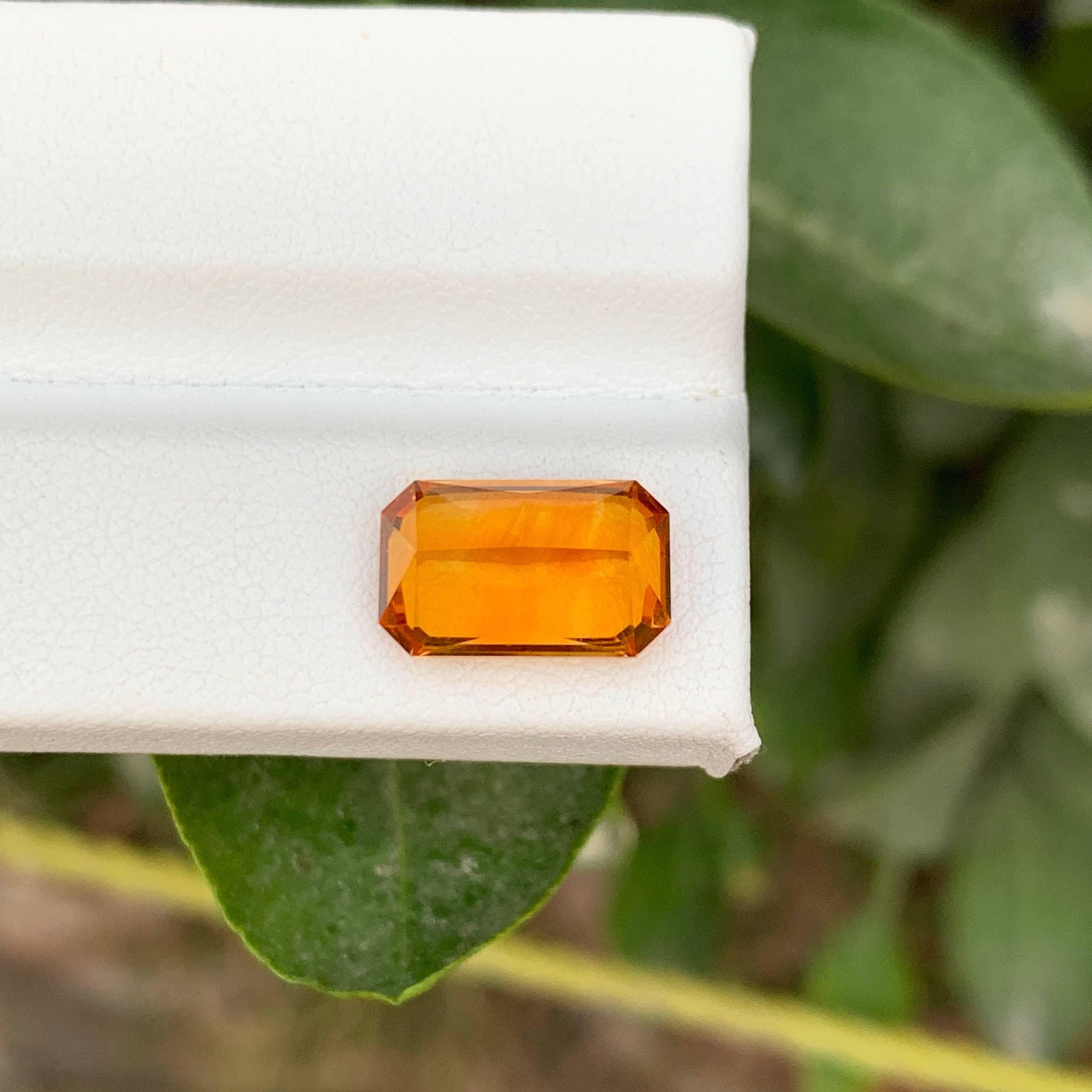4.25 Carat Natural Loose Madeira Citrine Stone Emerald Cut Brazilian Gemstone For Sale 2