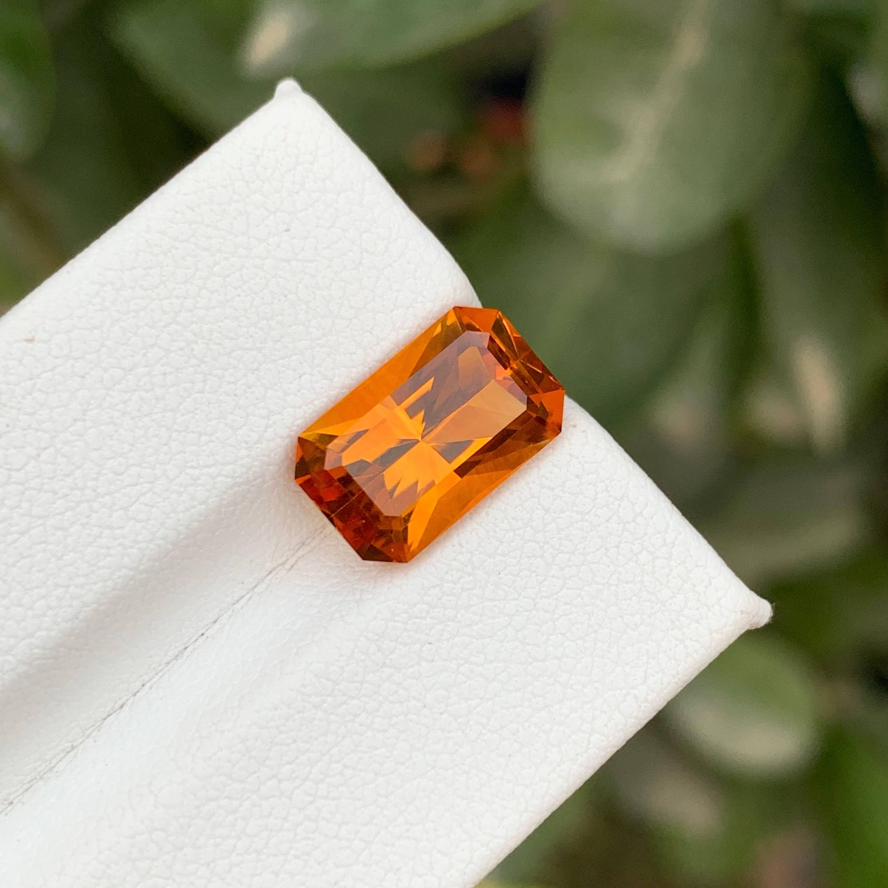 4.25 Carat Natural Loose Madeira Citrine Stone Emerald Cut Brazilian Gemstone For Sale 3