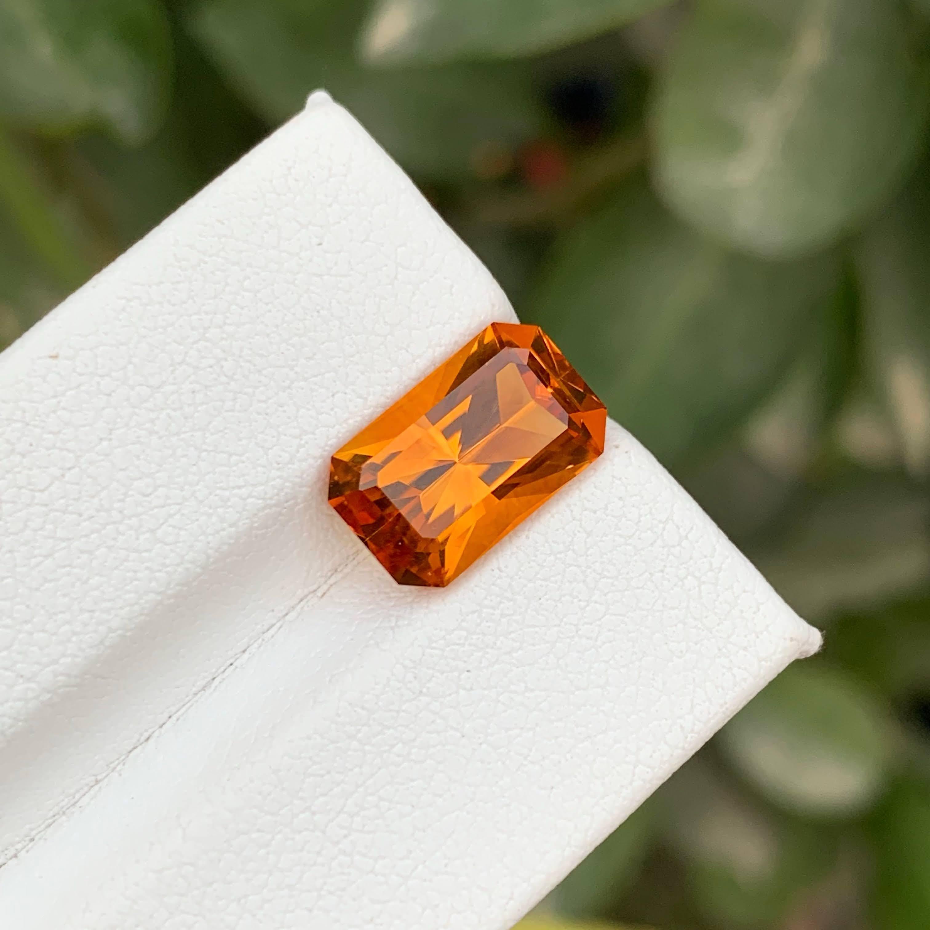 4.25 Carat Natural Loose Madeira Citrine Stone Emerald Cut Brazilian Gemstone For Sale 4