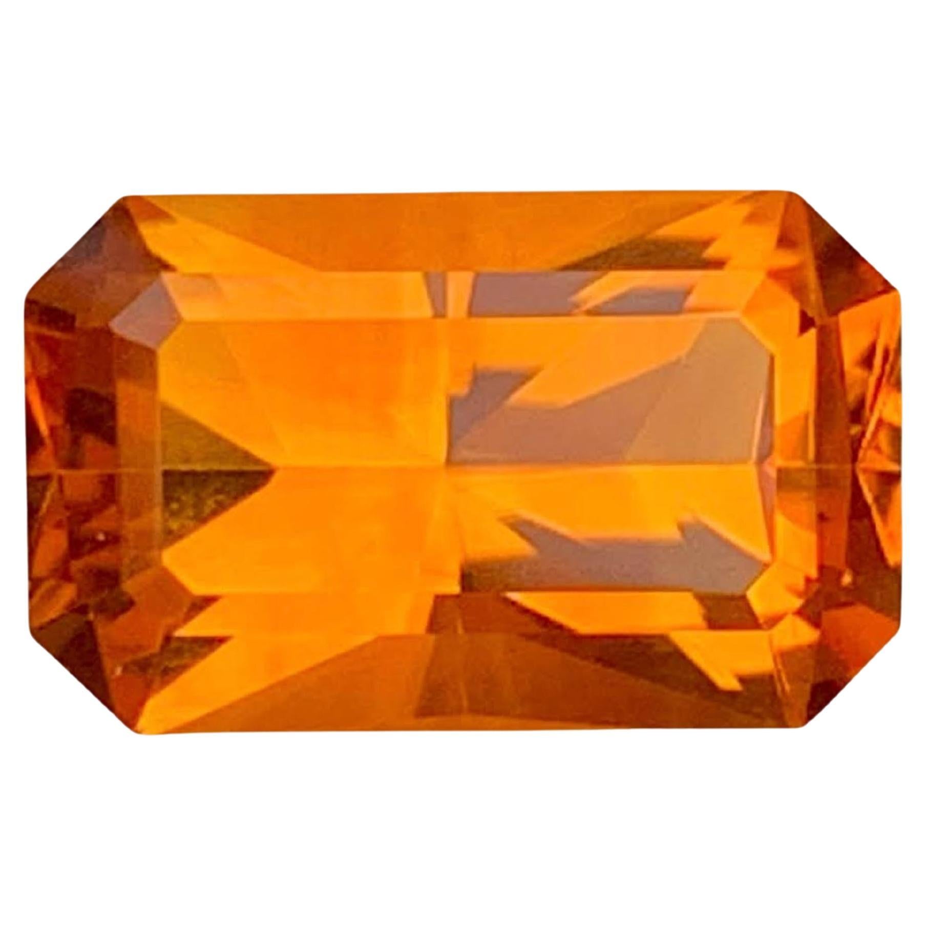 4.25 Carat Natural Loose Madeira Citrine Stone Emerald Cut Brazilian Gemstone