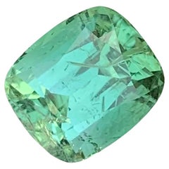 4.25 Carat Natural Loose Mint Tourmaline Cushion Shape Gem From Afghanistan Mine