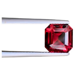 4.25 Carat Natural Loose Pinkish Red Garnet Stone Asscher Cut Tanzanian Gemstone