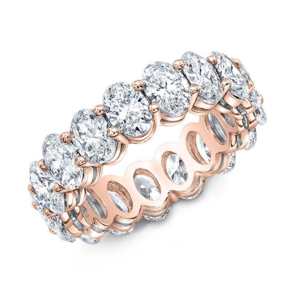 En venta: 4,25 quilates Diamante talla oval Eternidad Anillo Compartido Garra Certificada  3