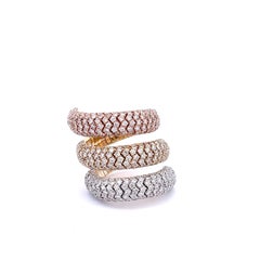 4.25 Carat Pave Round Diamond Fashion Wrap Ring in Yellow White and Rose Gold