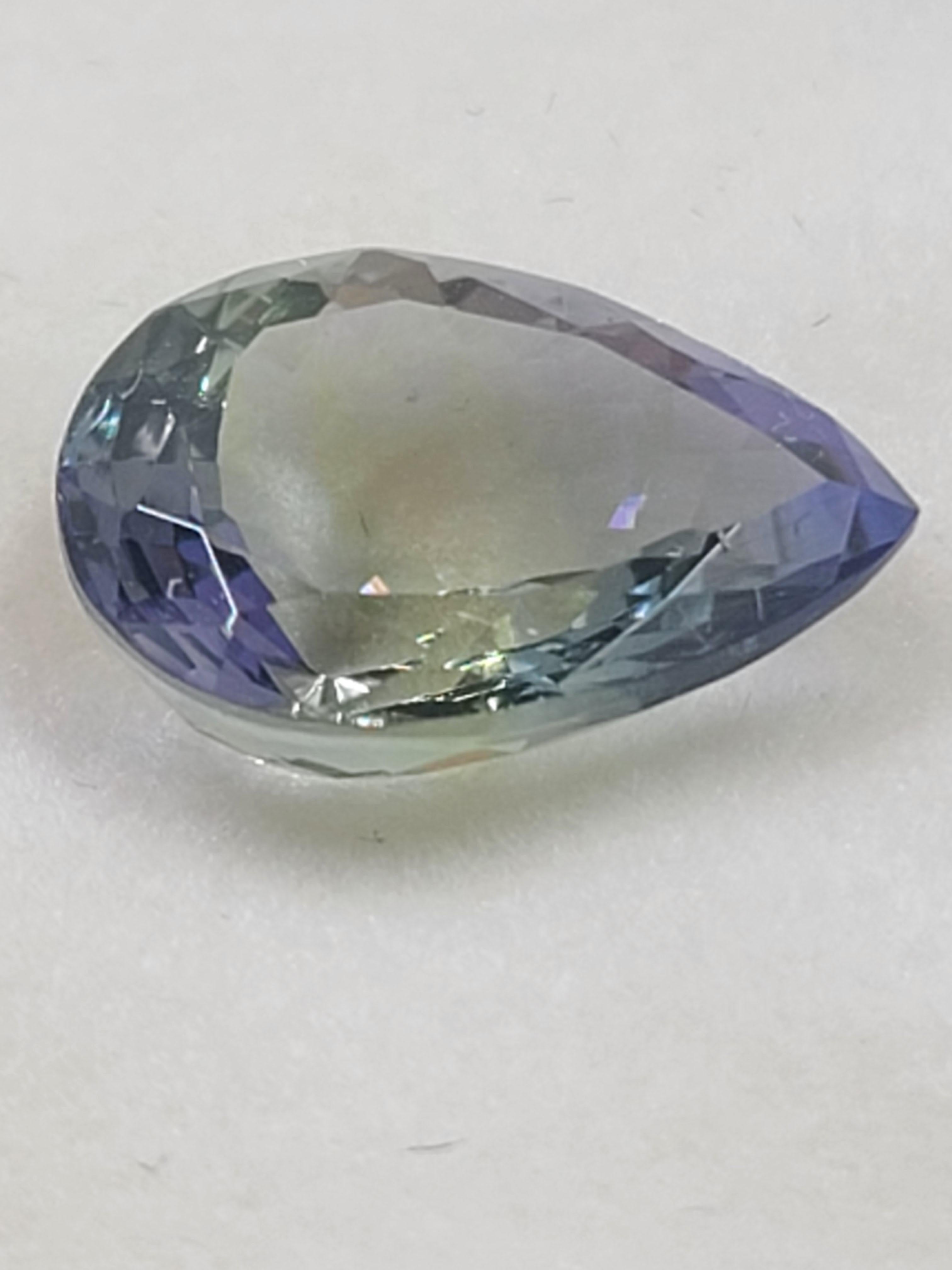 Women's or Men's 4.25 Carat Tanzanite Pear-Shaped - Single Loose Stone For Sale