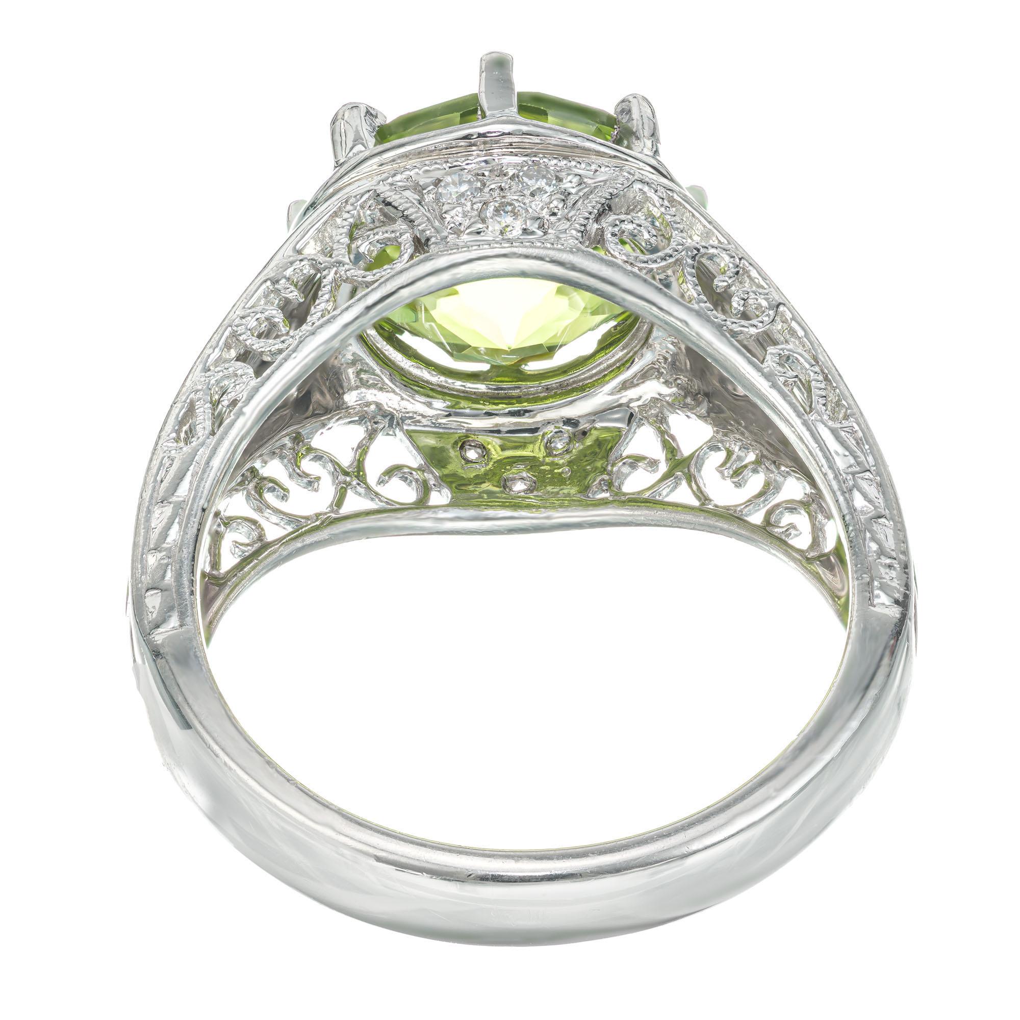 peridot and diamond engagement ring