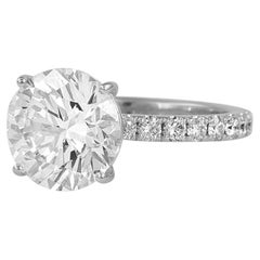 4.25 Carat Round Brilliant Diamond Ring Brilliant White 14K Gold Modern Nobility
