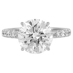 4.25 Carat Round Brilliant Diamond Ring Brilliant White 14K Gold Modern Nobility