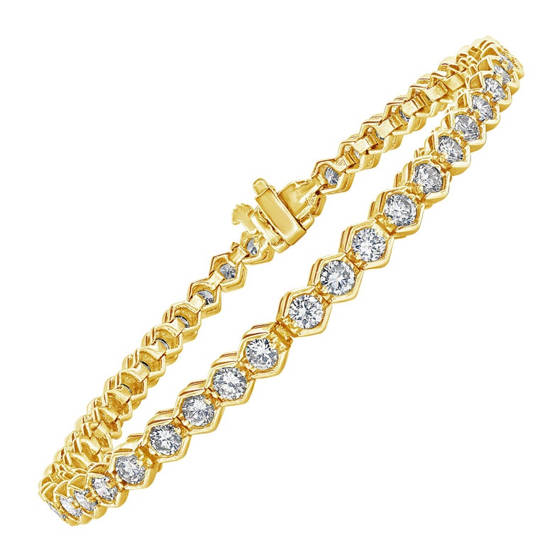 4.25 Carat Round Diamond Bezel Tennis Bracelet For Sale at 1stdibs