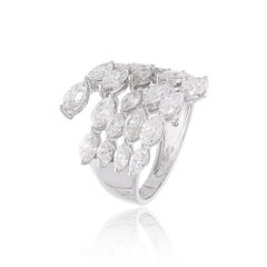 4.25 Carat SI Clarity HI Color Marquise Diamond Ring 18 Karat White Gold Jewelry