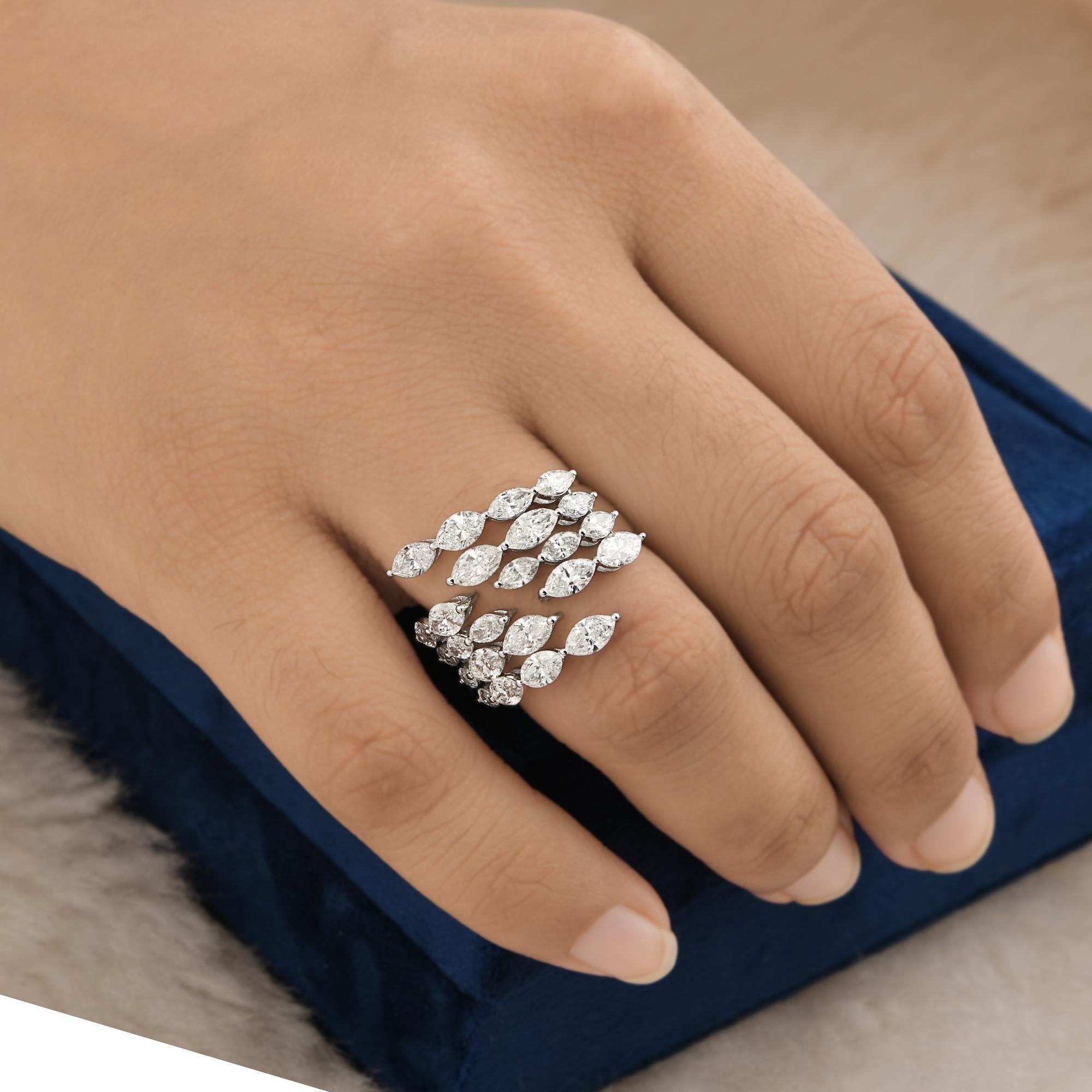 Moderno 4,25 Carati SI Chiarezza HI Colore Anello con Diamante Marquise Gioielli in Oro Bianco 18 Carati in vendita