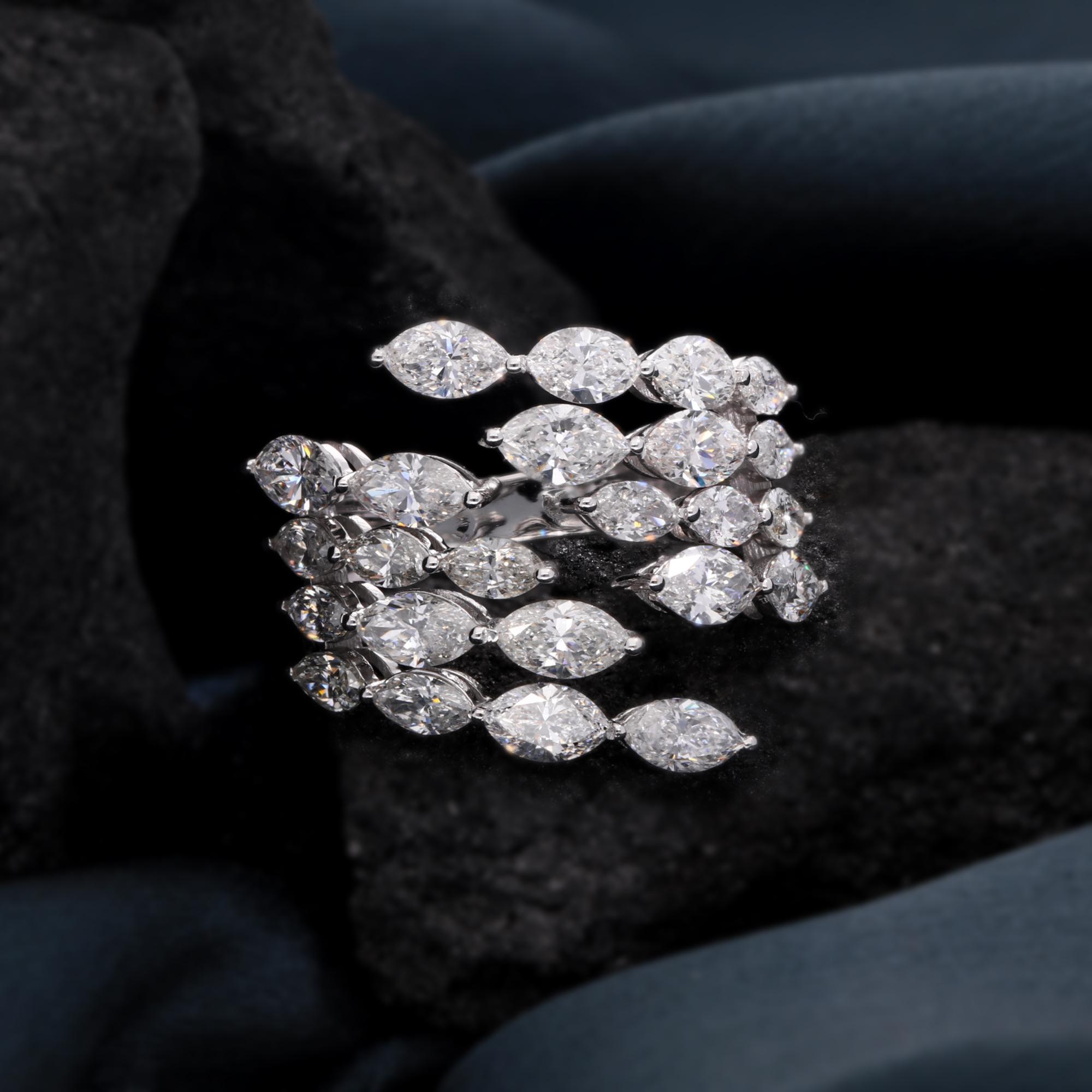 Taglio marquise 4,25 Carati SI Chiarezza HI Colore Anello con Diamante Marquise Gioielli in Oro Bianco 18 Carati in vendita
