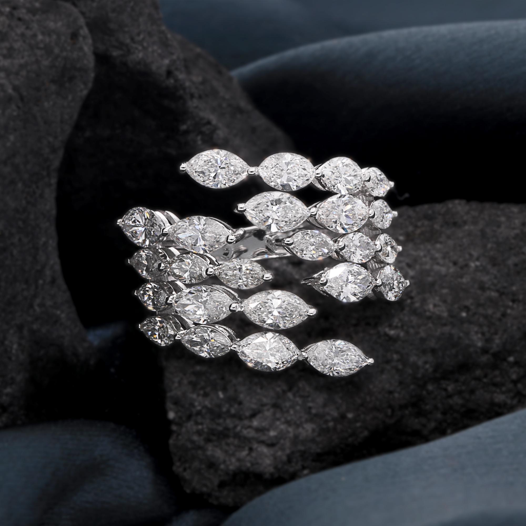 4,25 Carati SI Chiarezza HI Colore Anello con Diamante Marquise Gioielli in Oro Bianco 18 Carati In condizioni Nuovo in vendita a Diera, Dubai