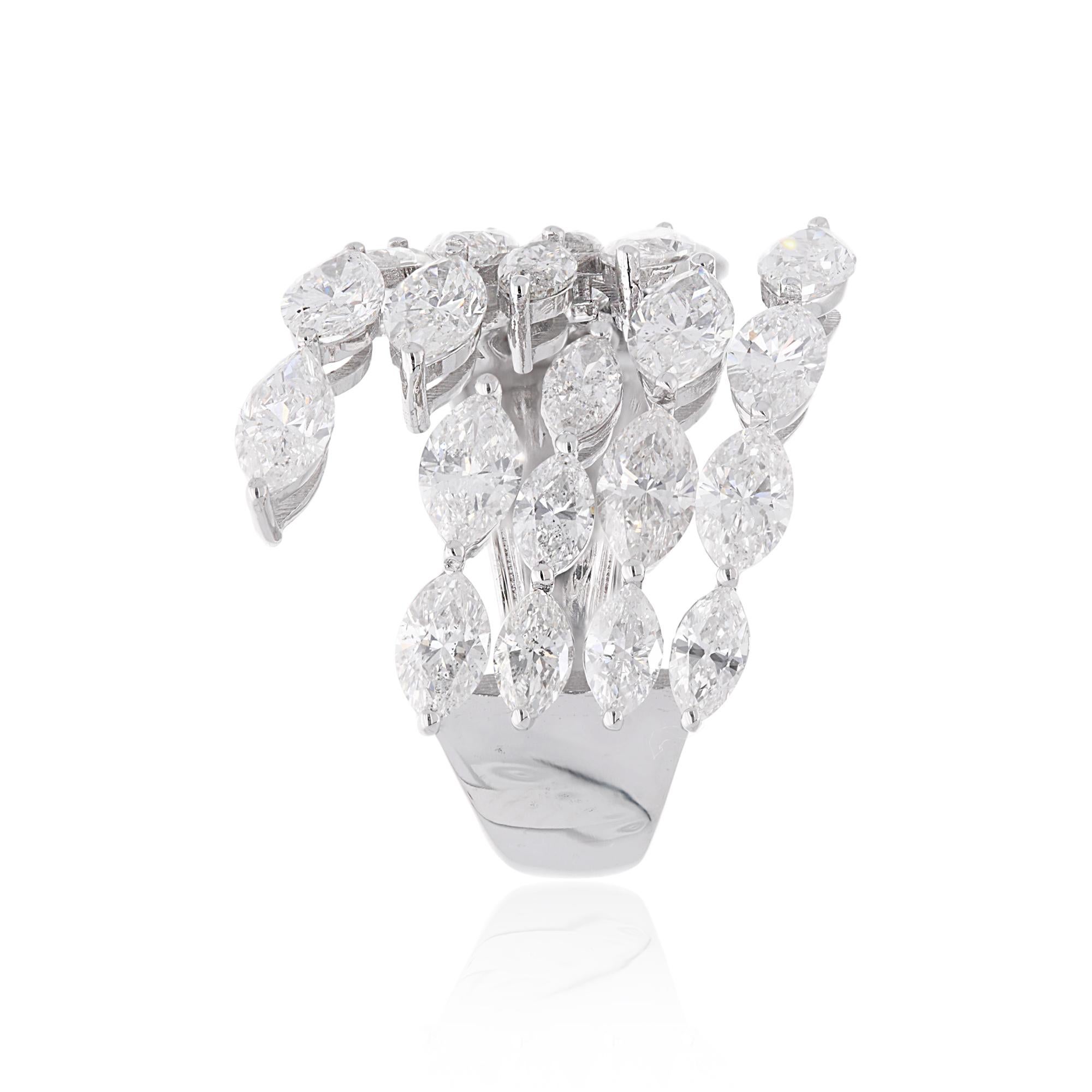 Donna 4,25 Carati SI Chiarezza HI Colore Anello con Diamante Marquise Gioielli in Oro Bianco 18 Carati in vendita