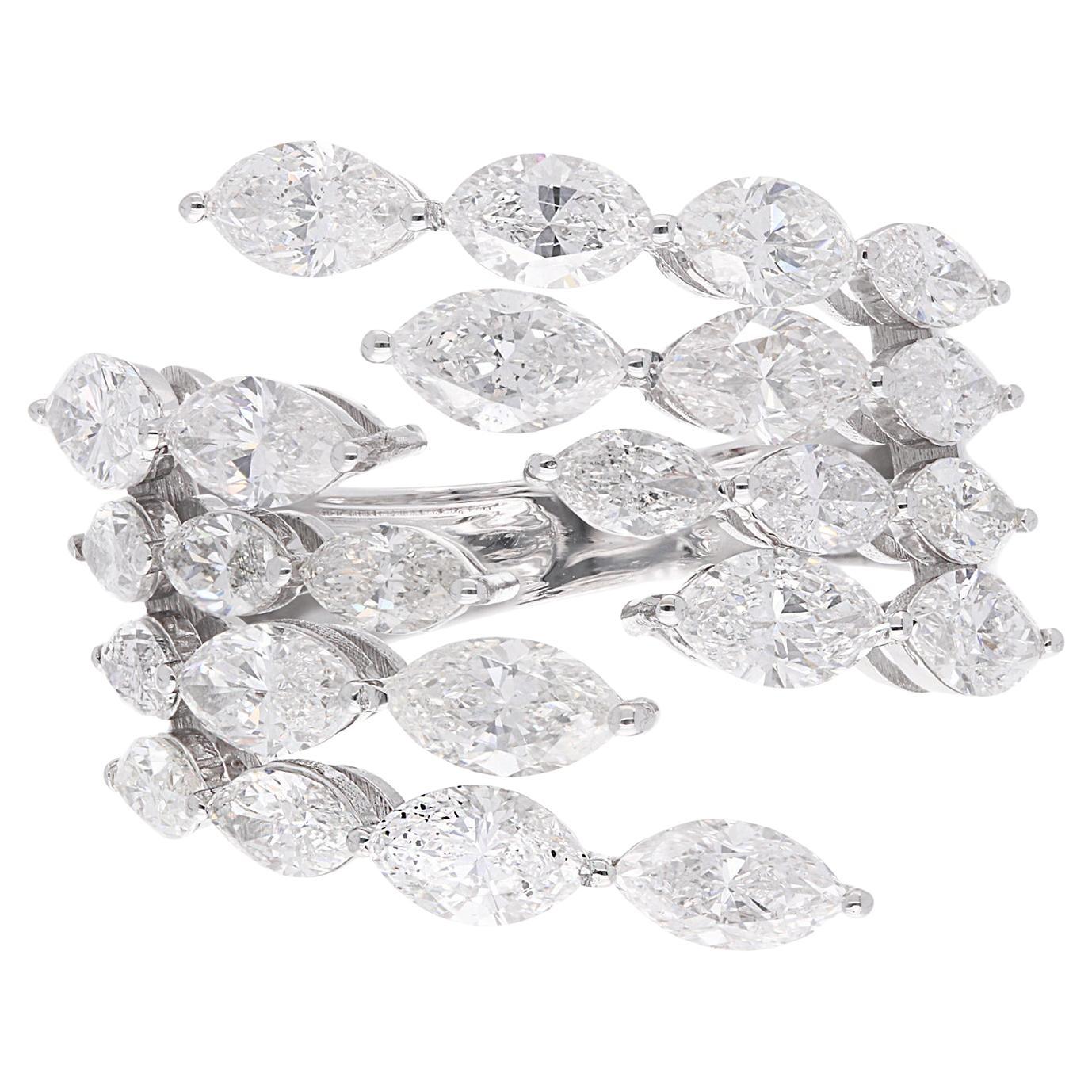Bague en or blanc 18 carats avec diamant marquise de 4,25 carats de pureté SI et de couleur hi-colore